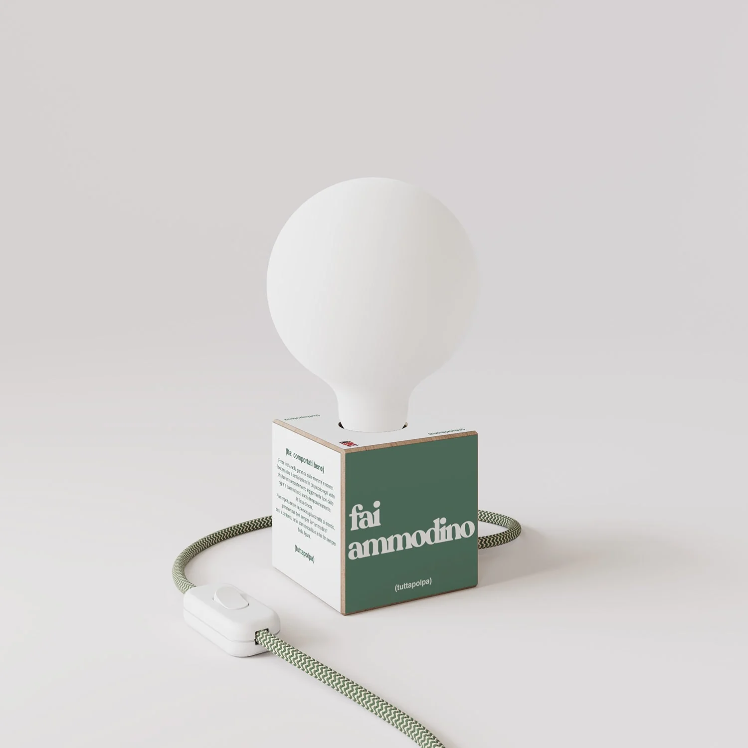 Cubetto-Tischlampe mit US-Stecker, „Fai ammodino“ Glühbirne in Globusform mit Porzellan-Effekt – Tuttapolpa - Image 3