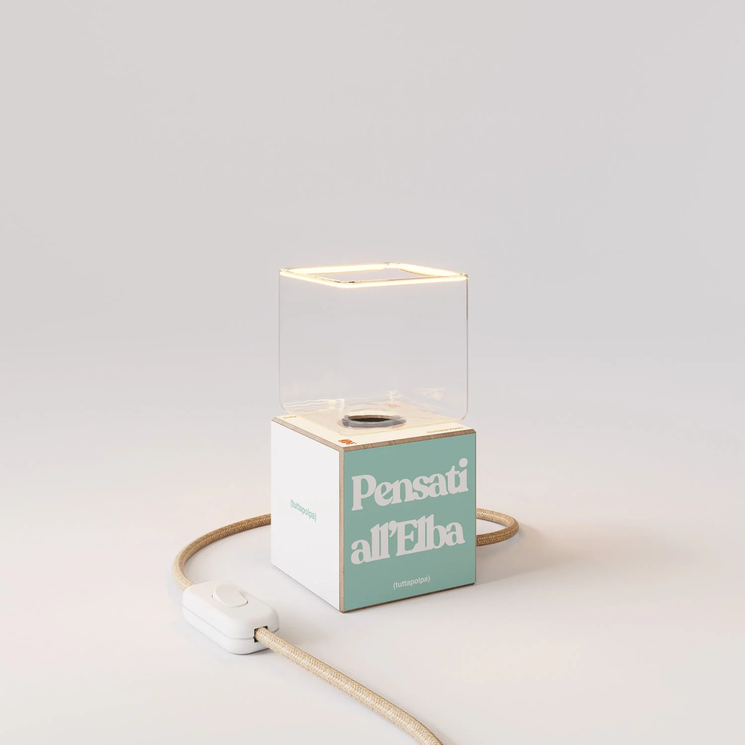 Cubetto Tischlampe mit US-Stecker, "Pensati all’Elba" Ghost-Birne - Tuttapolpa