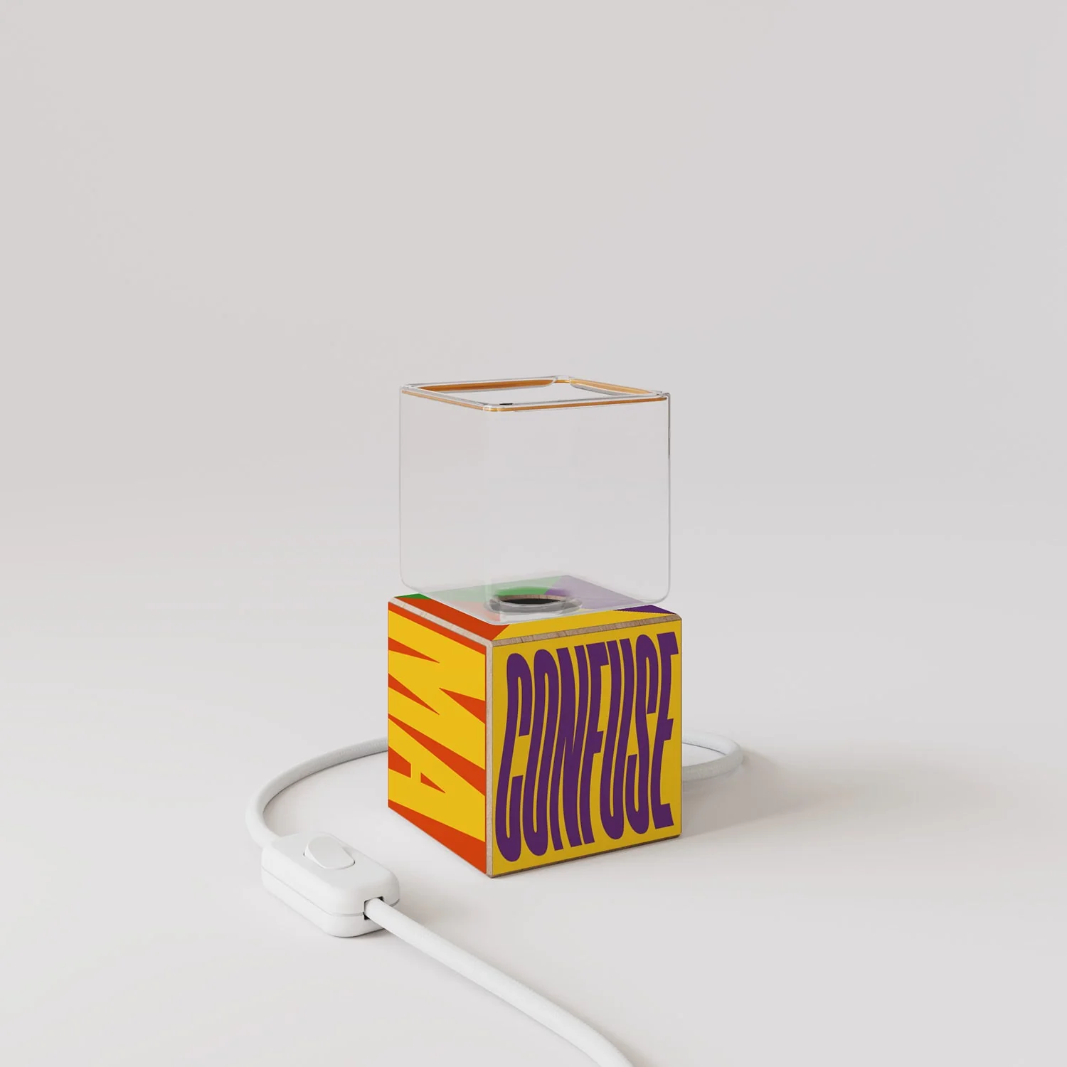 Cubetto Tischlampe mit US-Stecker, "Poche idee ma confuse" Ghost-Birne - Santomanifesto - Image 4