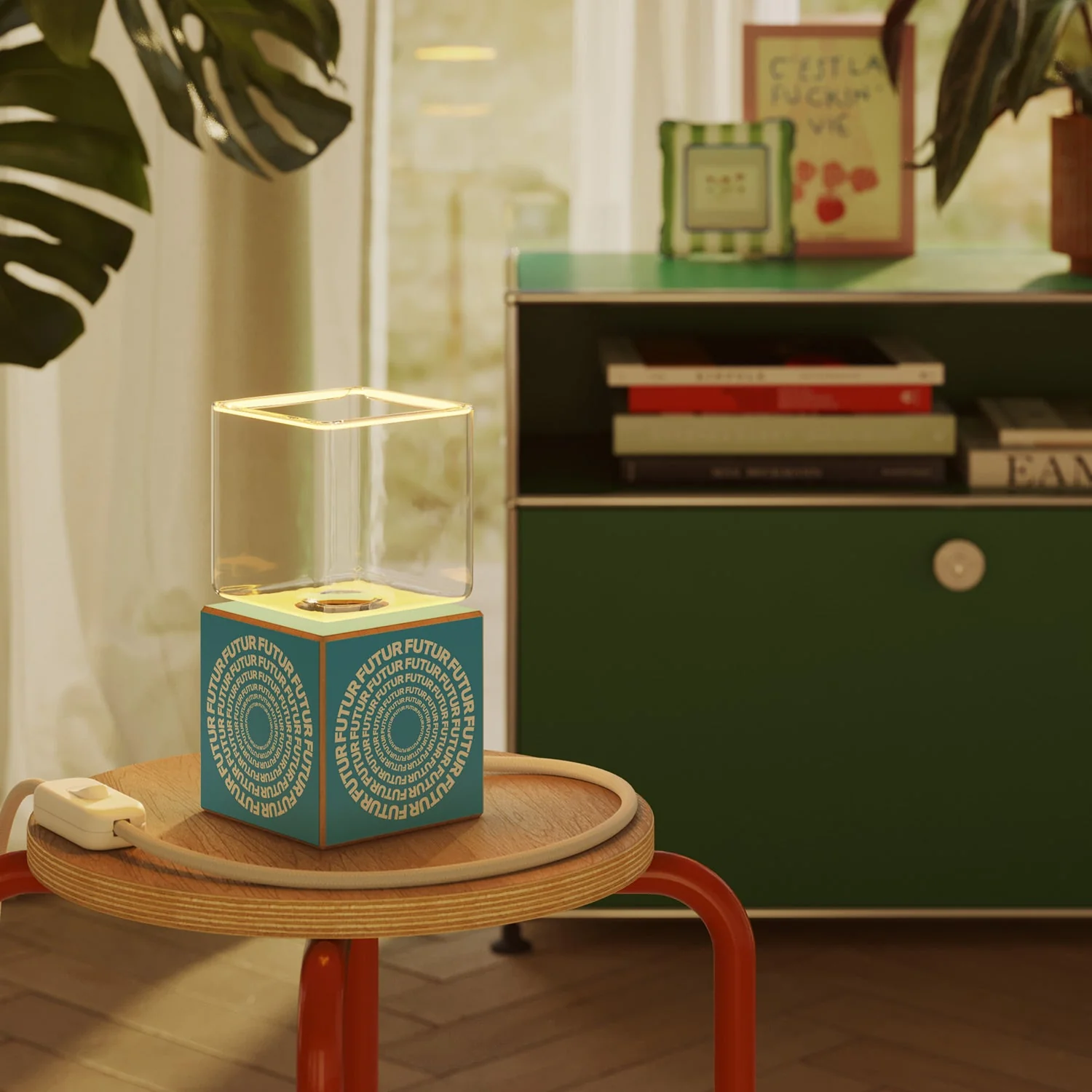 Cubetto Tischlampe mit US-Stecker, „Futur“ Ghost-Glühbirne – Futur Festival - Image 2