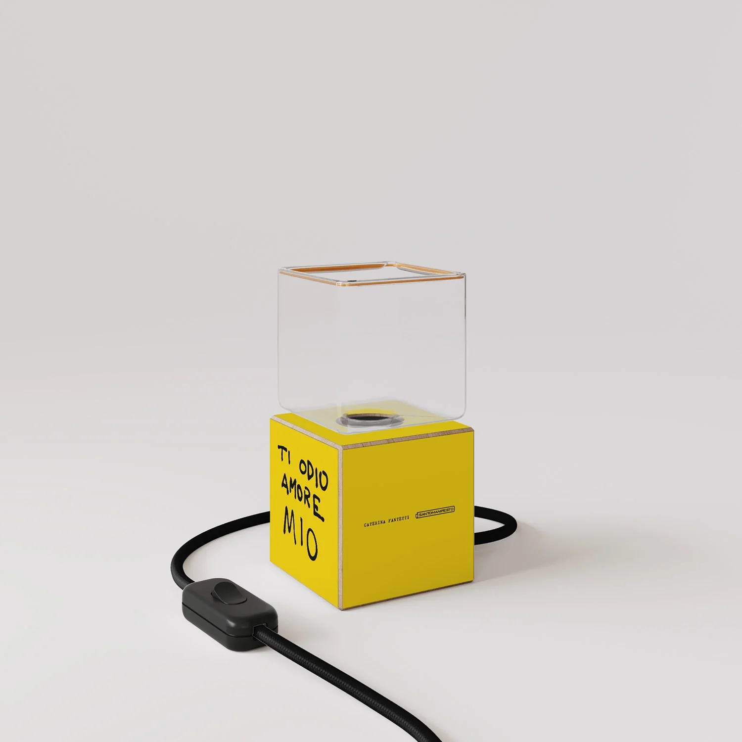 Cubetto Tischlampe mit US-Stecker, „Ti odio amore mio“ Ghost Glühbirne - Santomanifesto - Image 4