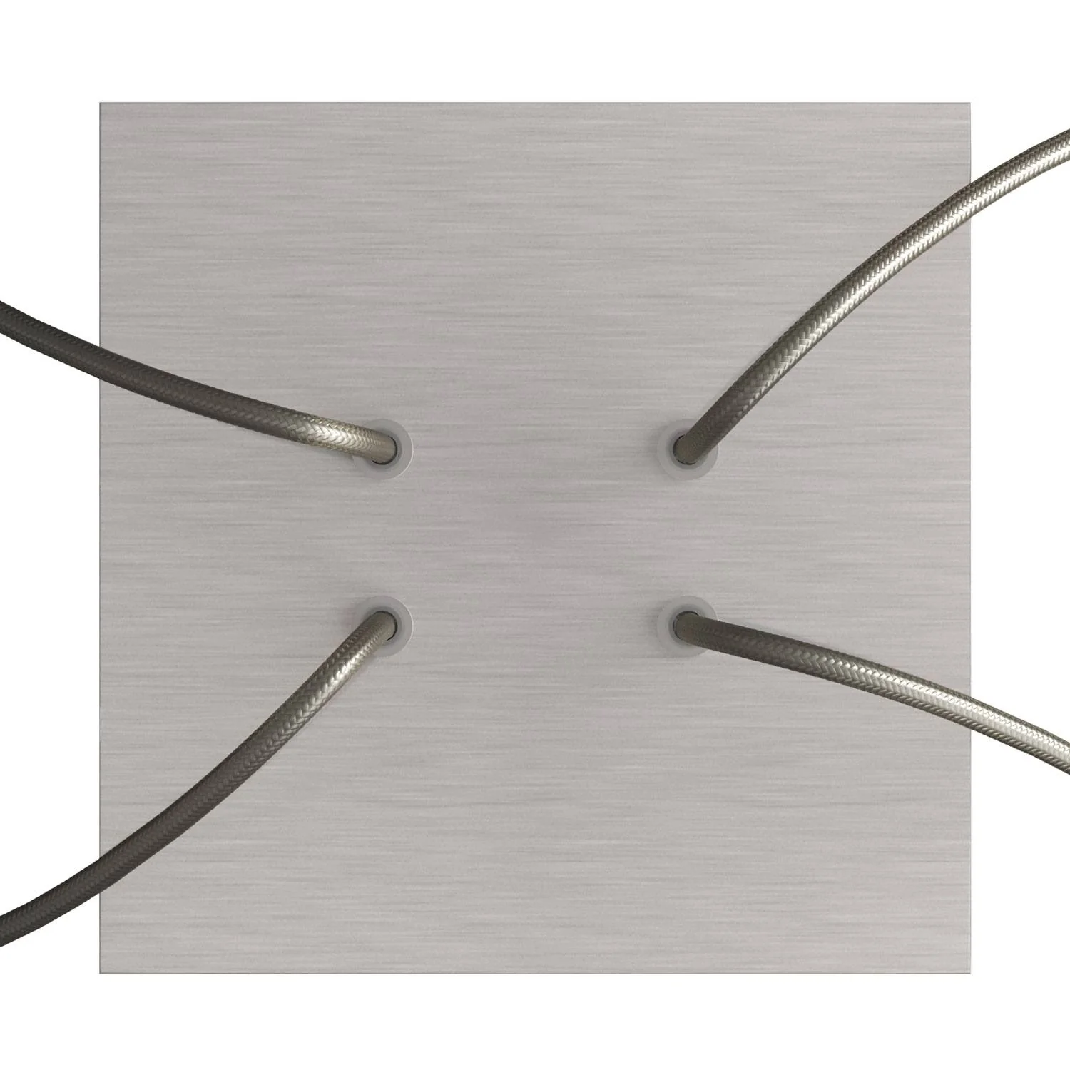 Rose-One Lampenbaldachin quadratisch, 200 mm mit 4 Löchern und 4 seitlichen Löchern – Dibond Edelstahl satiniert - Image 2