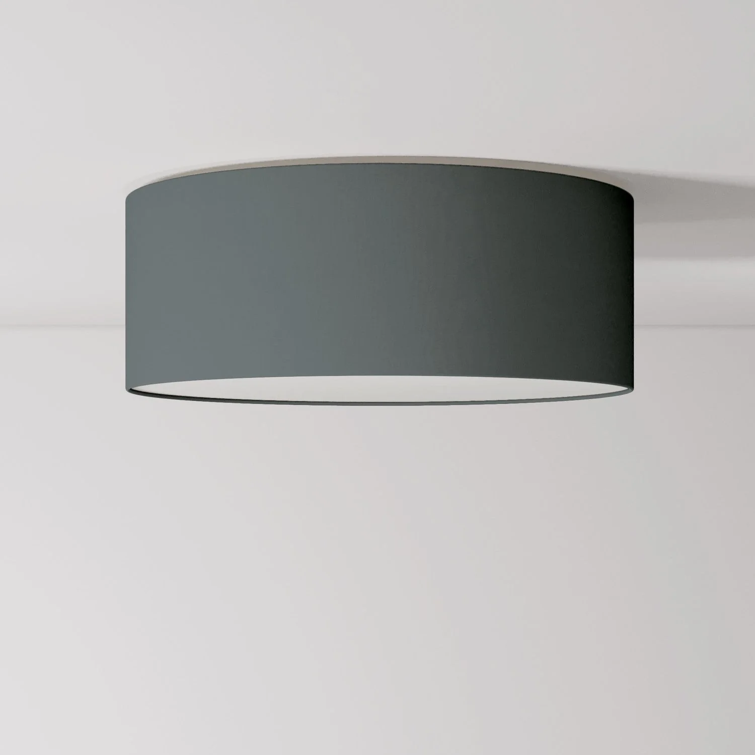 Deckenleuchte Medium Slim aus Stoff – Made in Italy – Dunkelgrauer Baumwollstoff