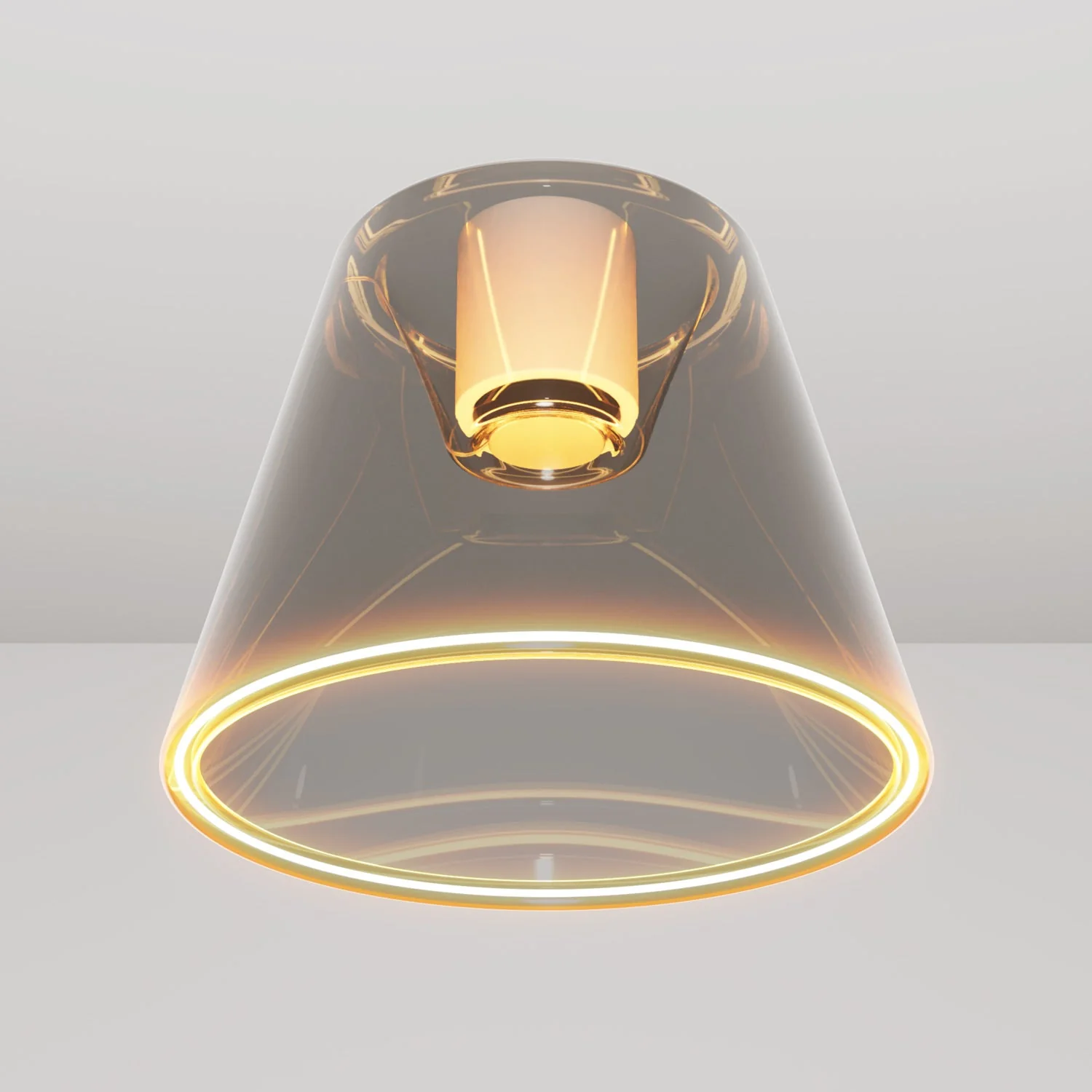 Design-Deckenleuchte mit Ghost-Glühbirne in smoky Kegelform - Weiß
