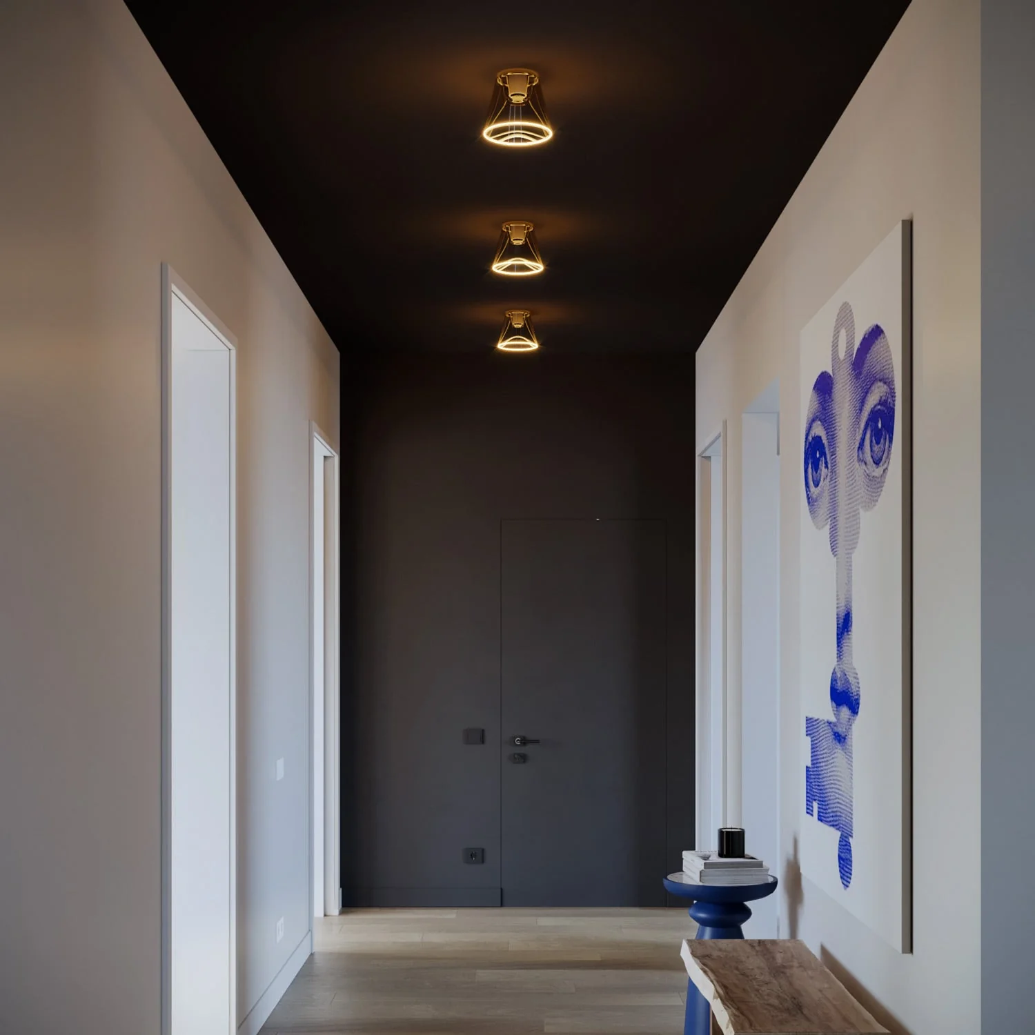 Design-Deckenleuchte mit Ghost-Glühbirne in smoky Kegelform - Weiß - Image 3