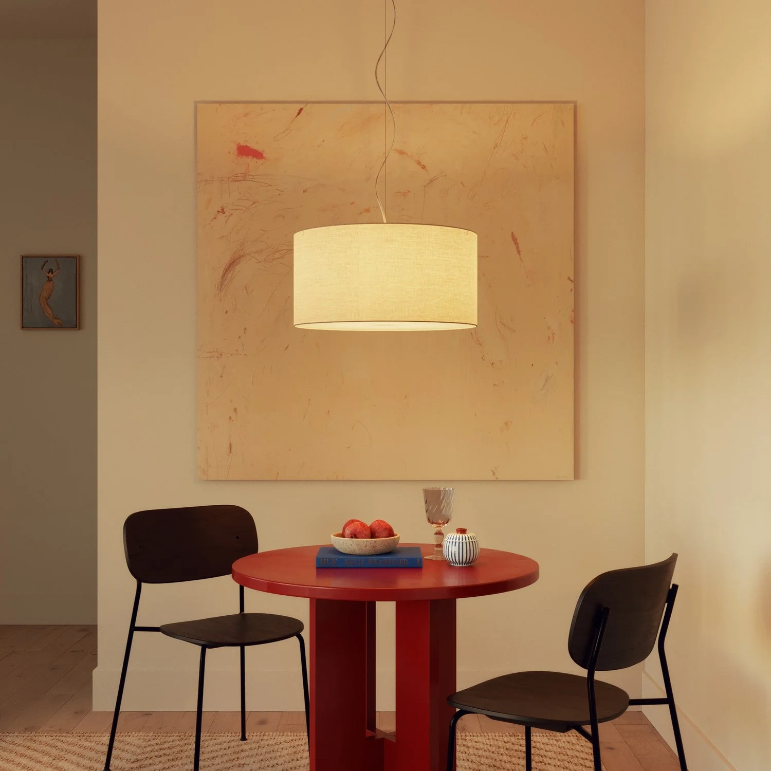 Pendelleuchte mit mittlerem Zylinder-Lampenschirm Arenal Sand – Made in Italy - Image 2