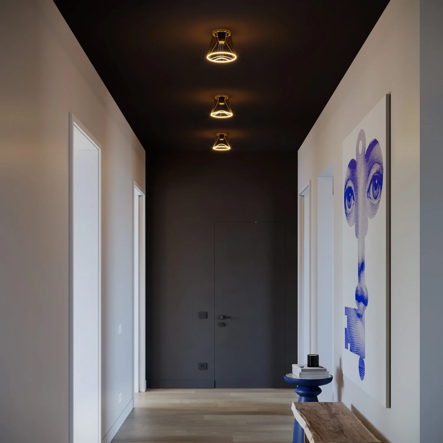 Design-Deckenleuchte mit Glühbirne Ghost in konischer Smoky-Form – Schwarz - Image 3