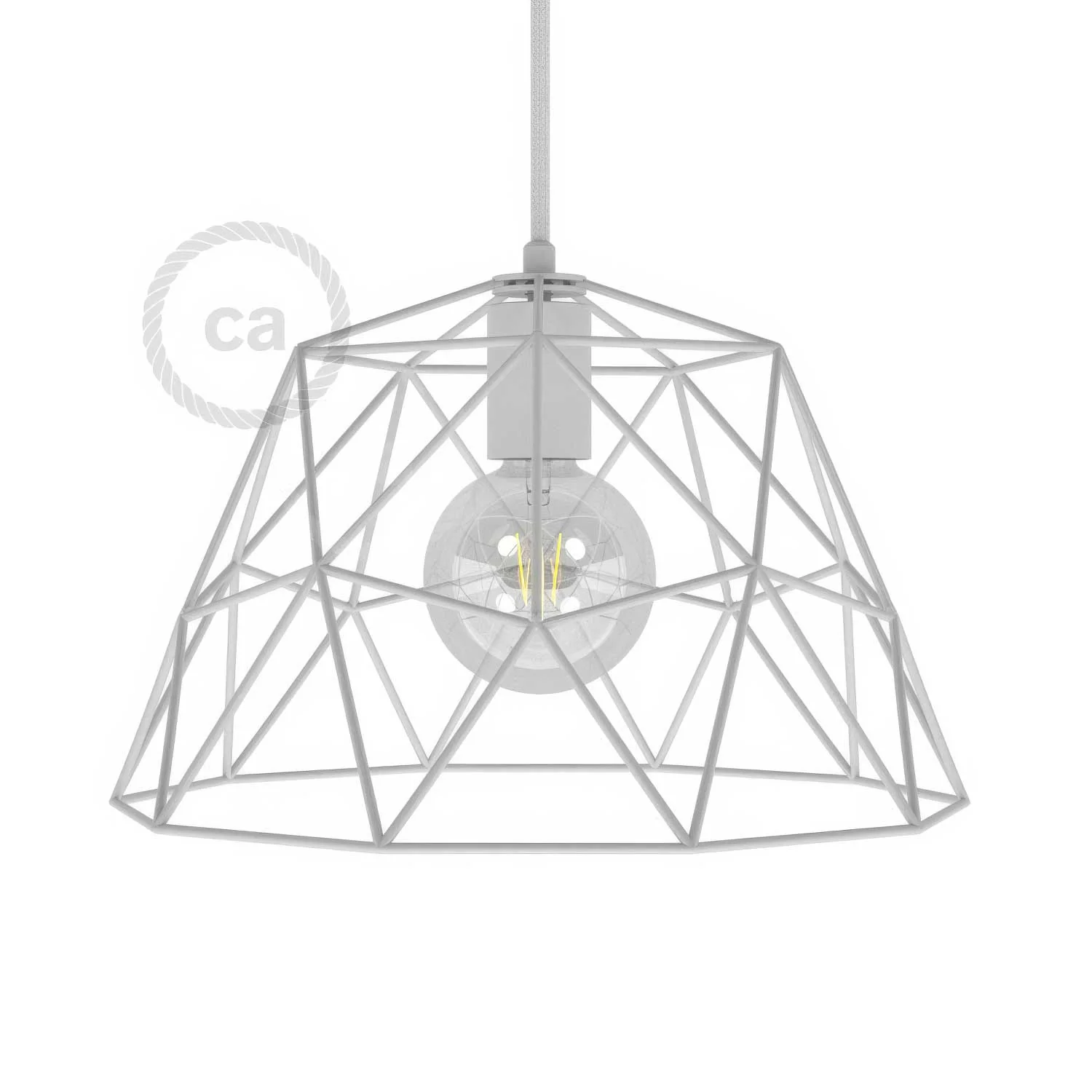 Dome XL nackter Metall-Gitter-Lampenschirm mit E26-Fassung – Weiß