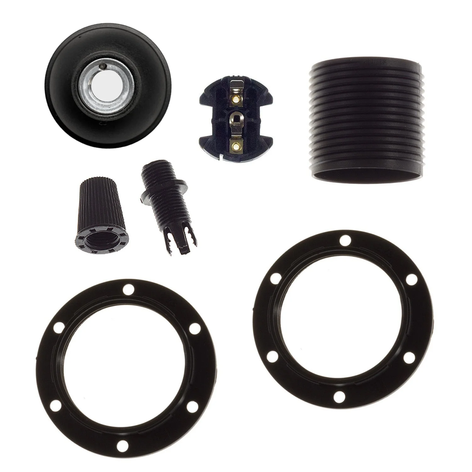 Thermoplast E26-Lampenfassung mit Doppelklemmring – Schwarz - Image 2
