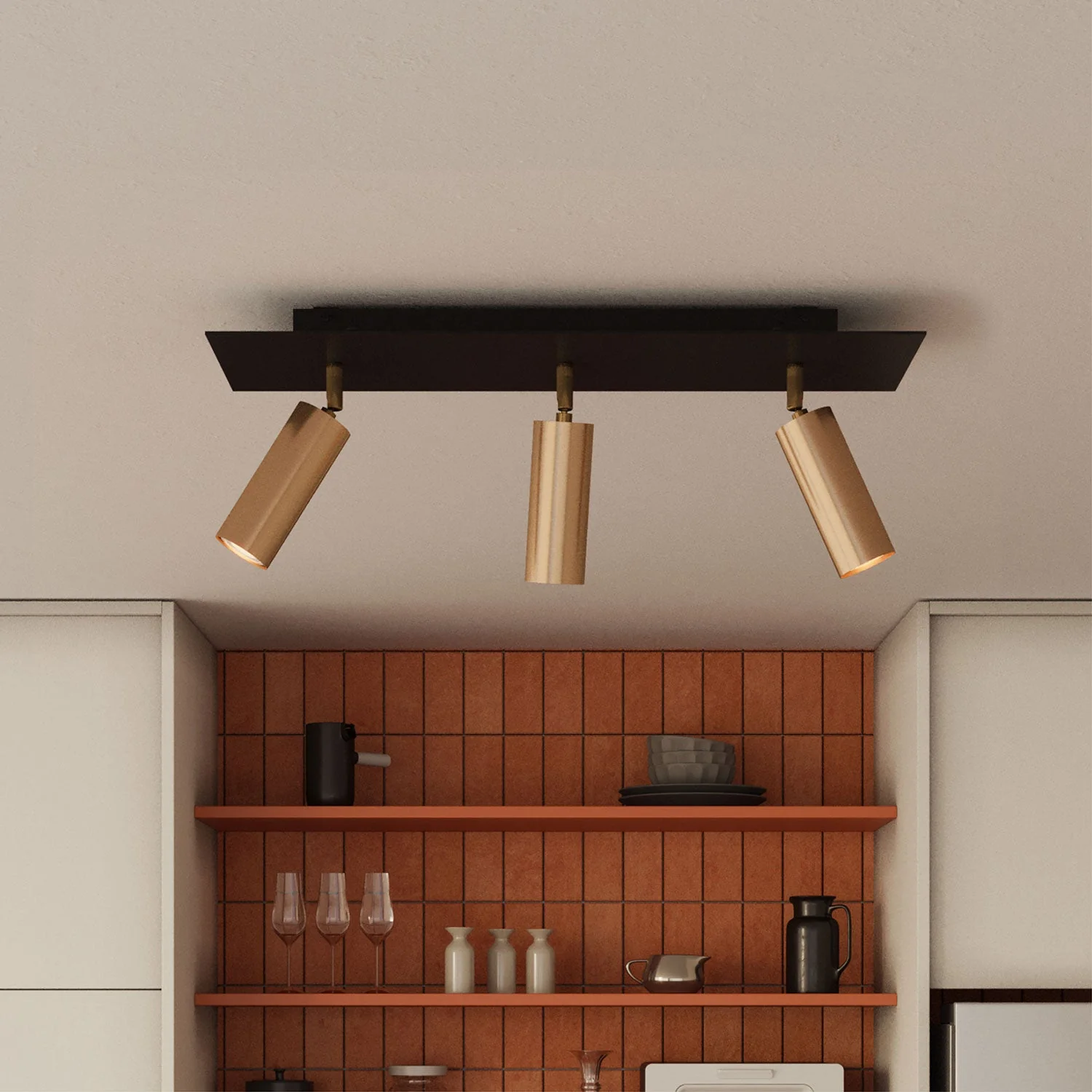Lampe mit 3 Spots mit Tub-E14-Lampenschirm und rechteckigem XXL Rose-One – Satiniertes Bronze - Image 3