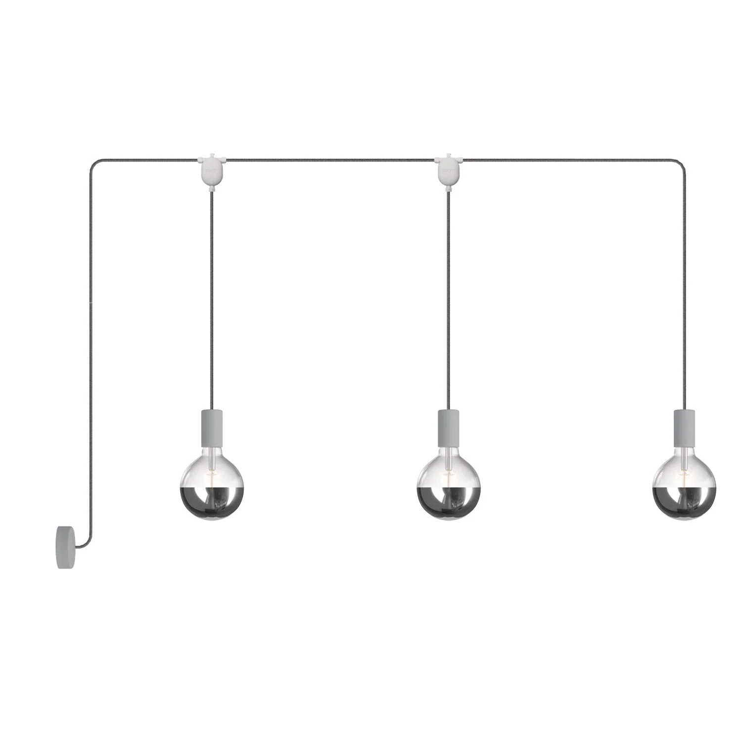 E-Snake EIVA Outdoor-Lampe für nasse Bereiche mit 3 Lichtern und Baldachin – Gletscher Grau