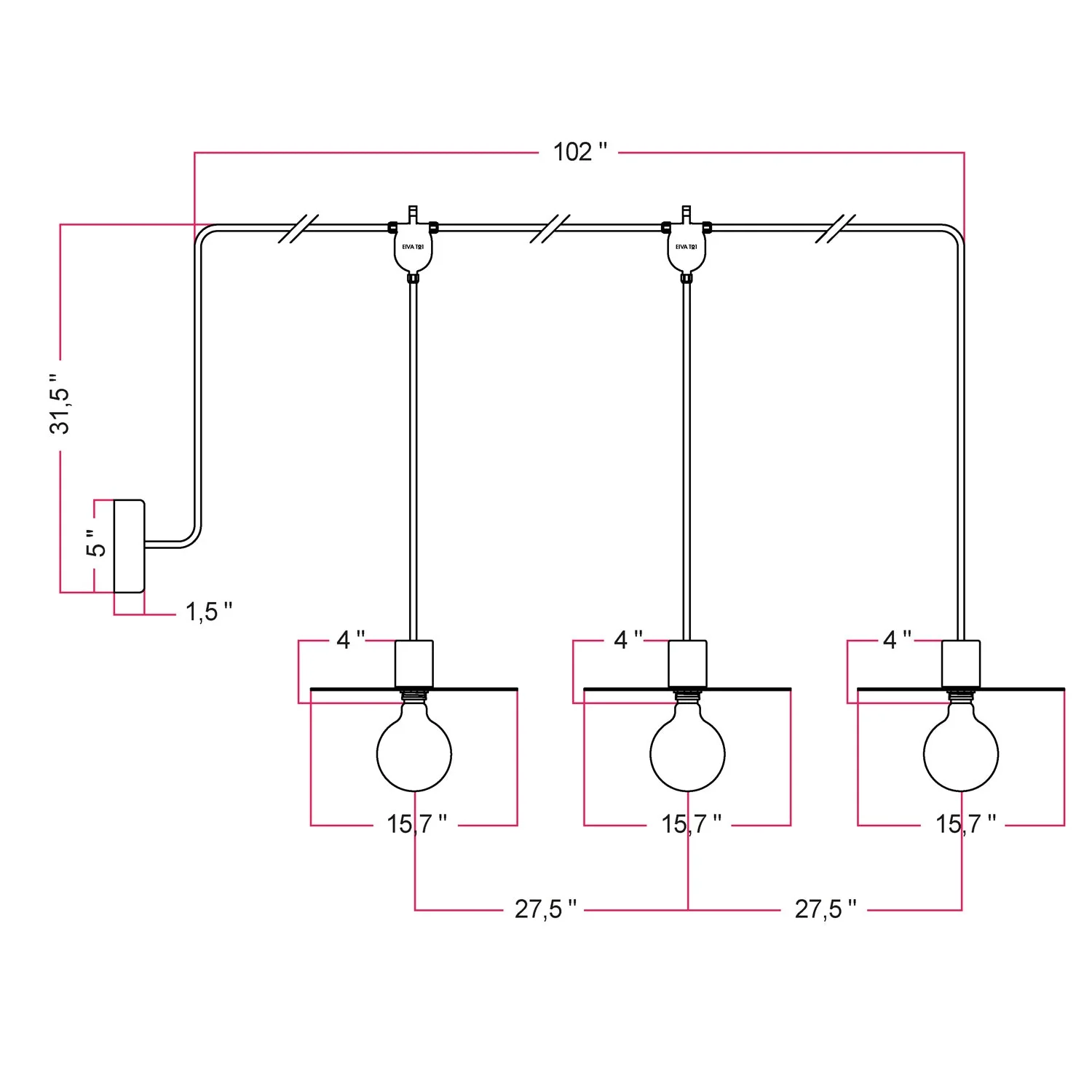 E-Snake EIVA Außenleuchte für feuchte Bereiche mit 3 Lichtpunkten, Baldachin und Schirmen – Weiß - Image 4