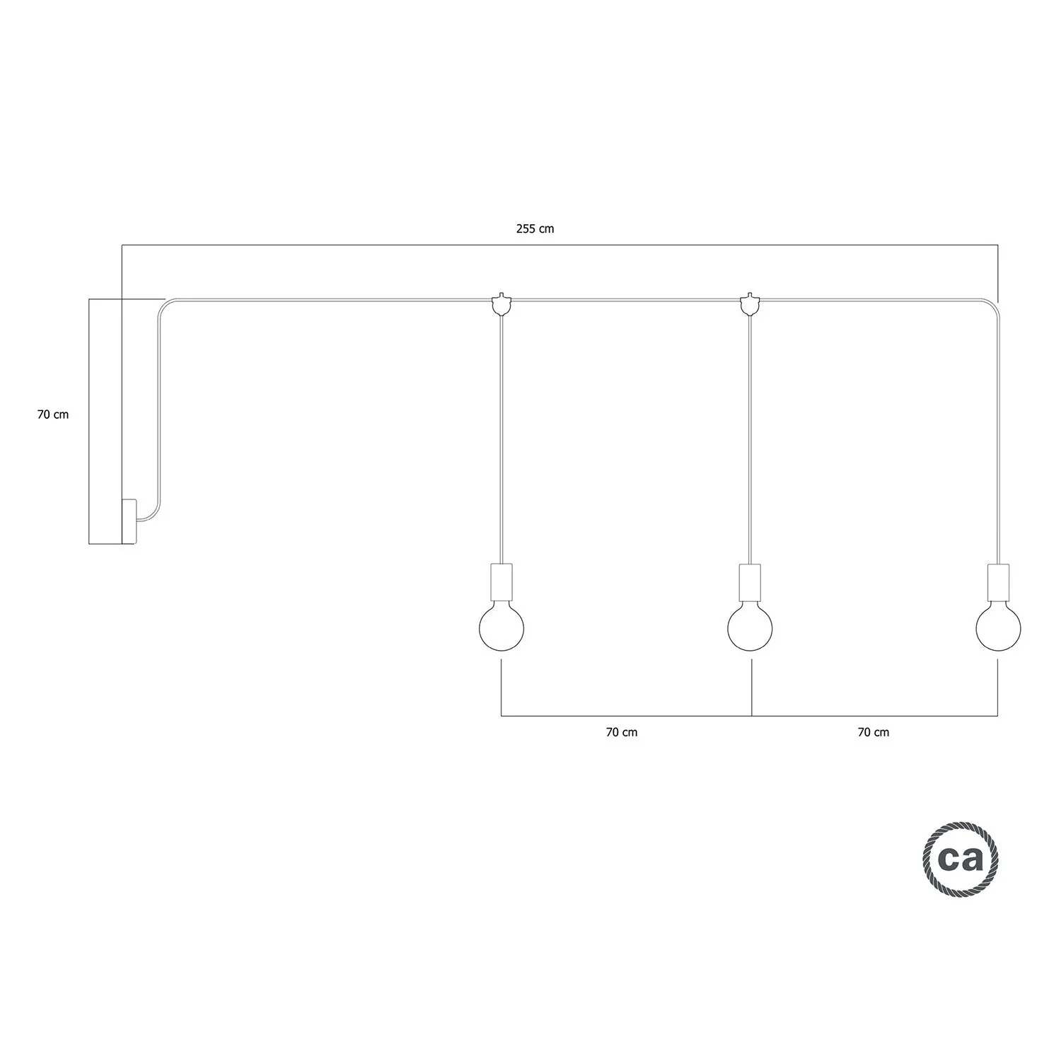 E-Snake Modulair Außenleuchte IP65 mit 3 Lichtquellen und Baldachin – Weiß - Image 5