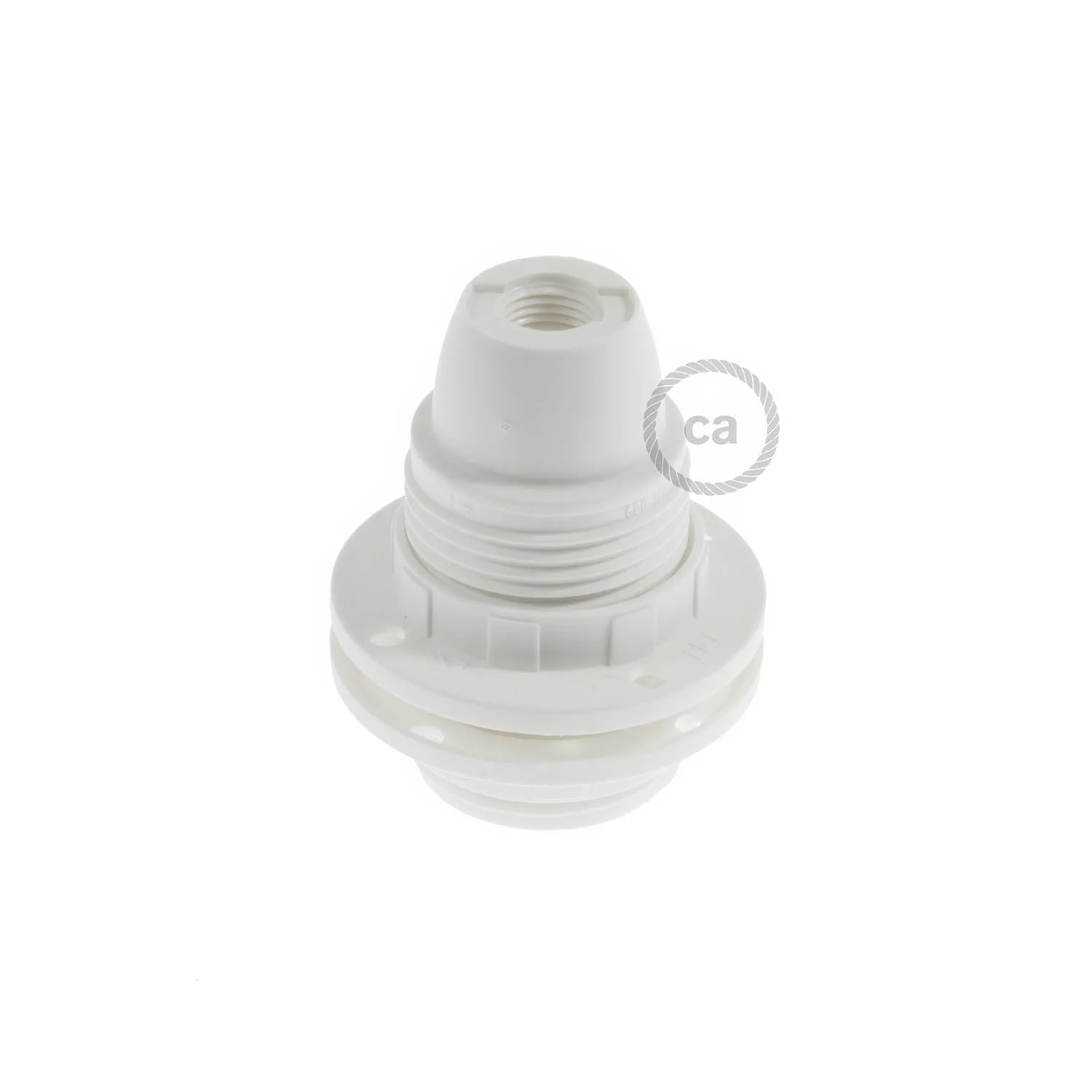 Set E14-Lampenfassung aus Thermoplastik mit Doppelring für Lampenschirm – Weiß