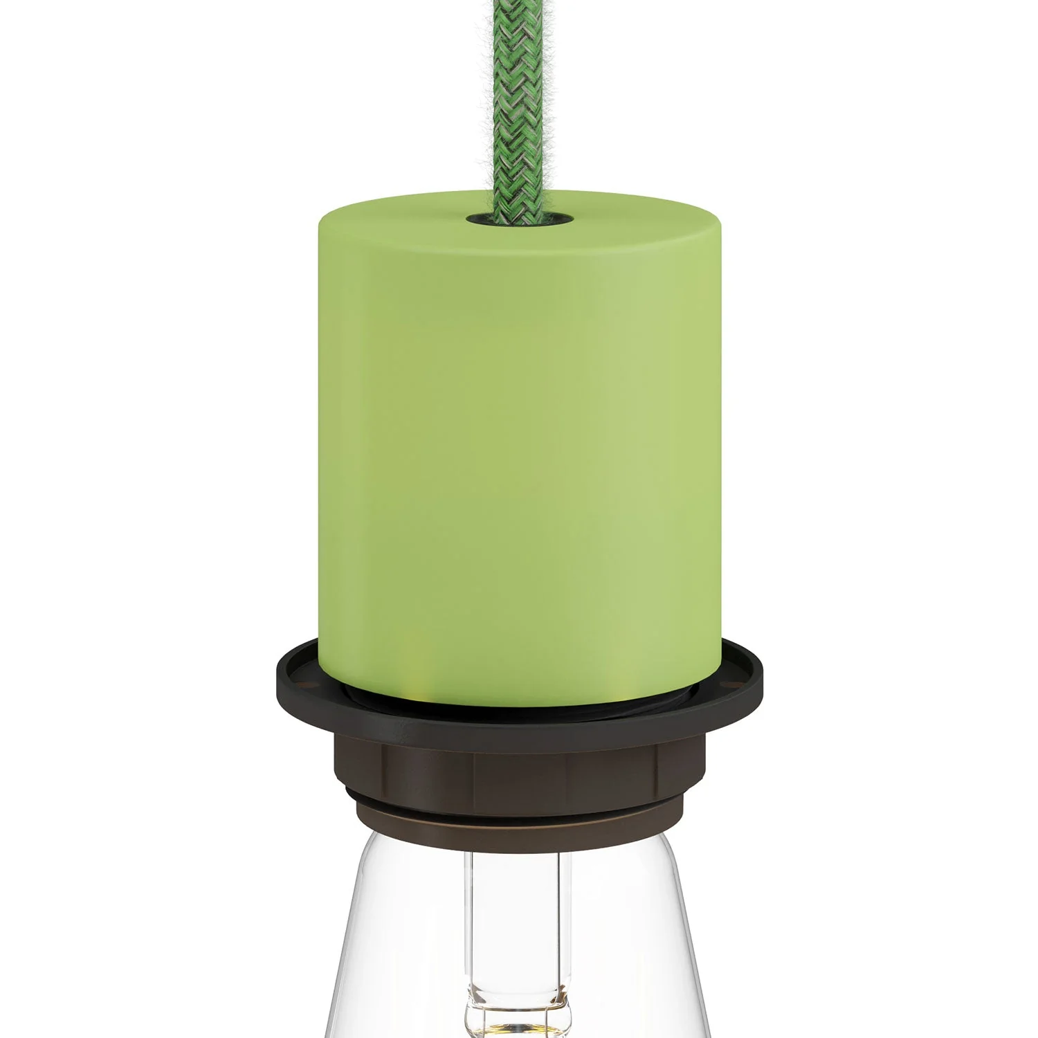 E26 halb-gewindete Metallfassung mit versteckter Zugentlastung – Softgrün