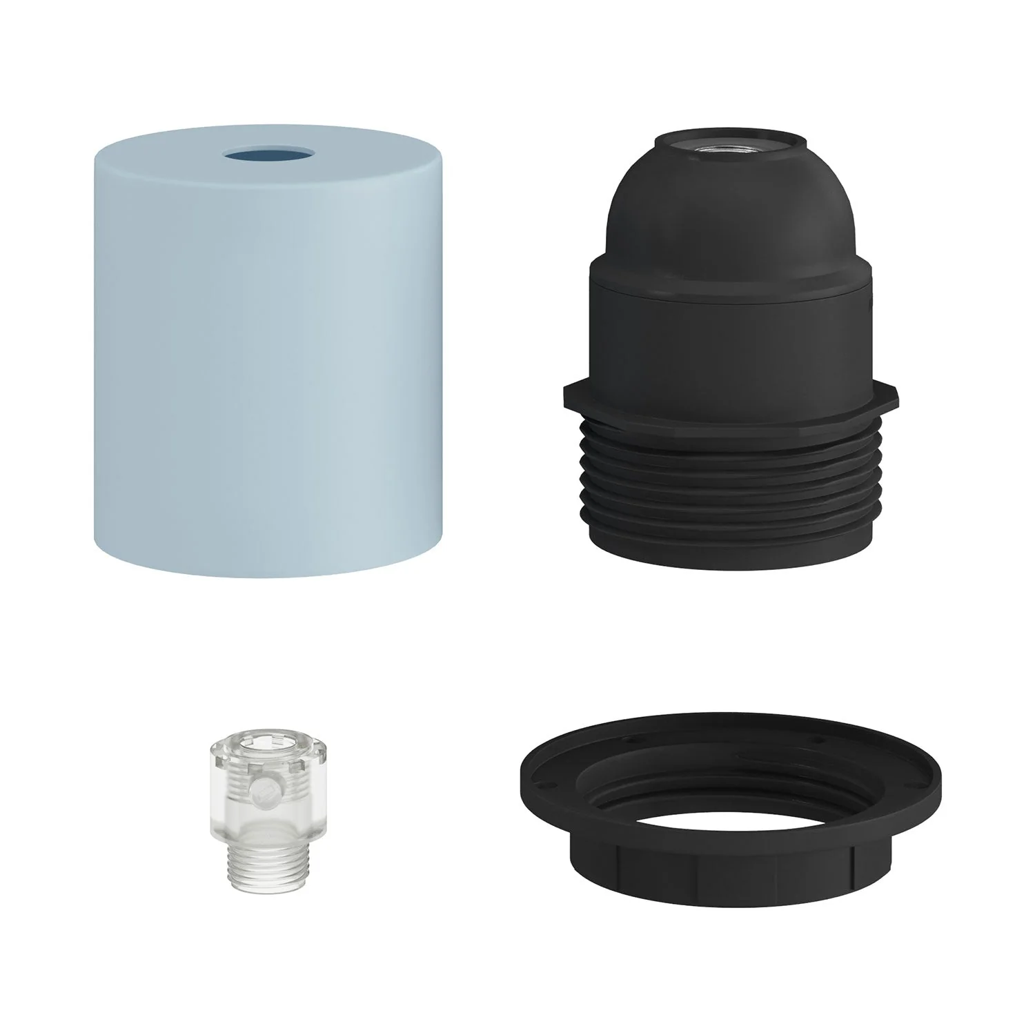 E26-Halbfassungs-Kit aus Metall mit verdeckter Zugentlastung – Softblau - Image 2