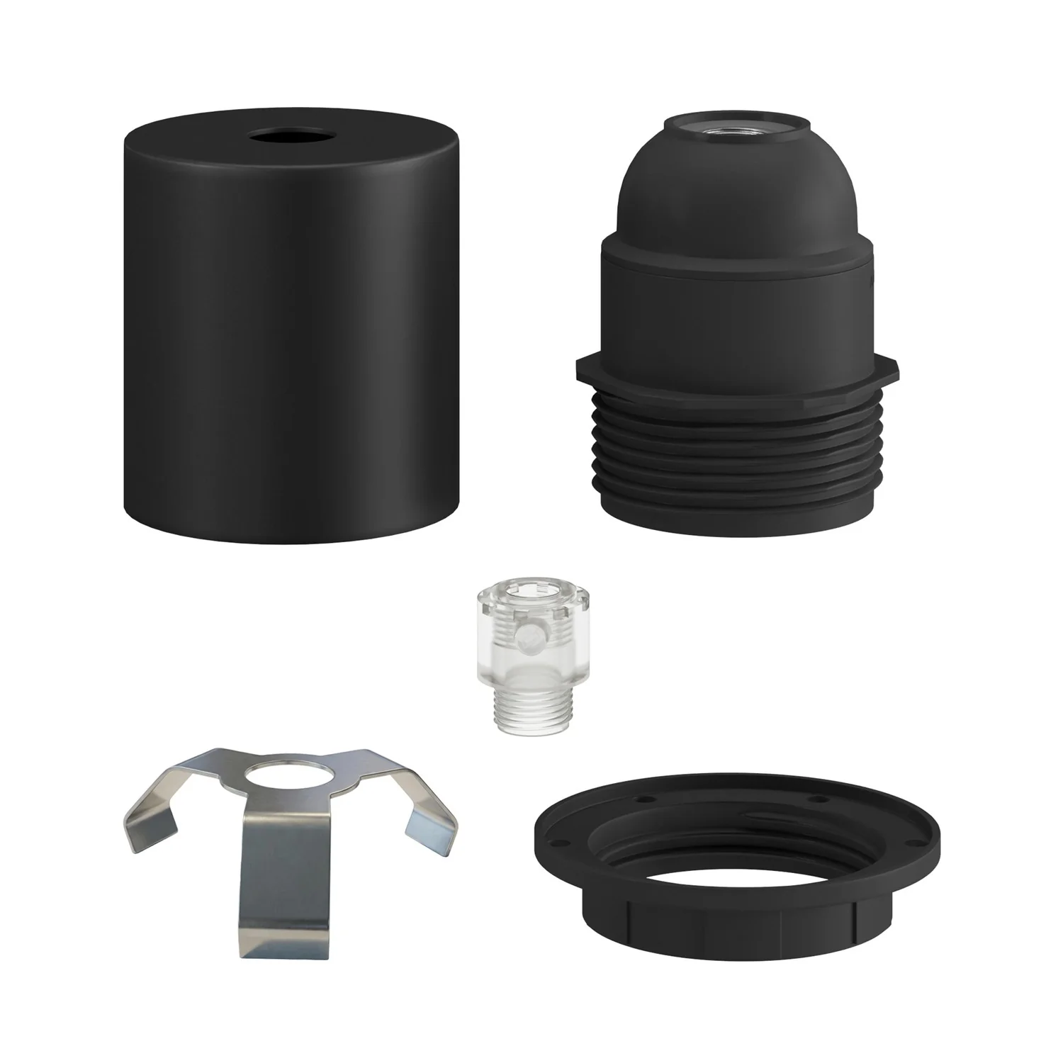 E27 Lampenfassung-Kit, halbgewindet, aus Metall mit versteckter Kabelklemme – Schwarz - Image 2