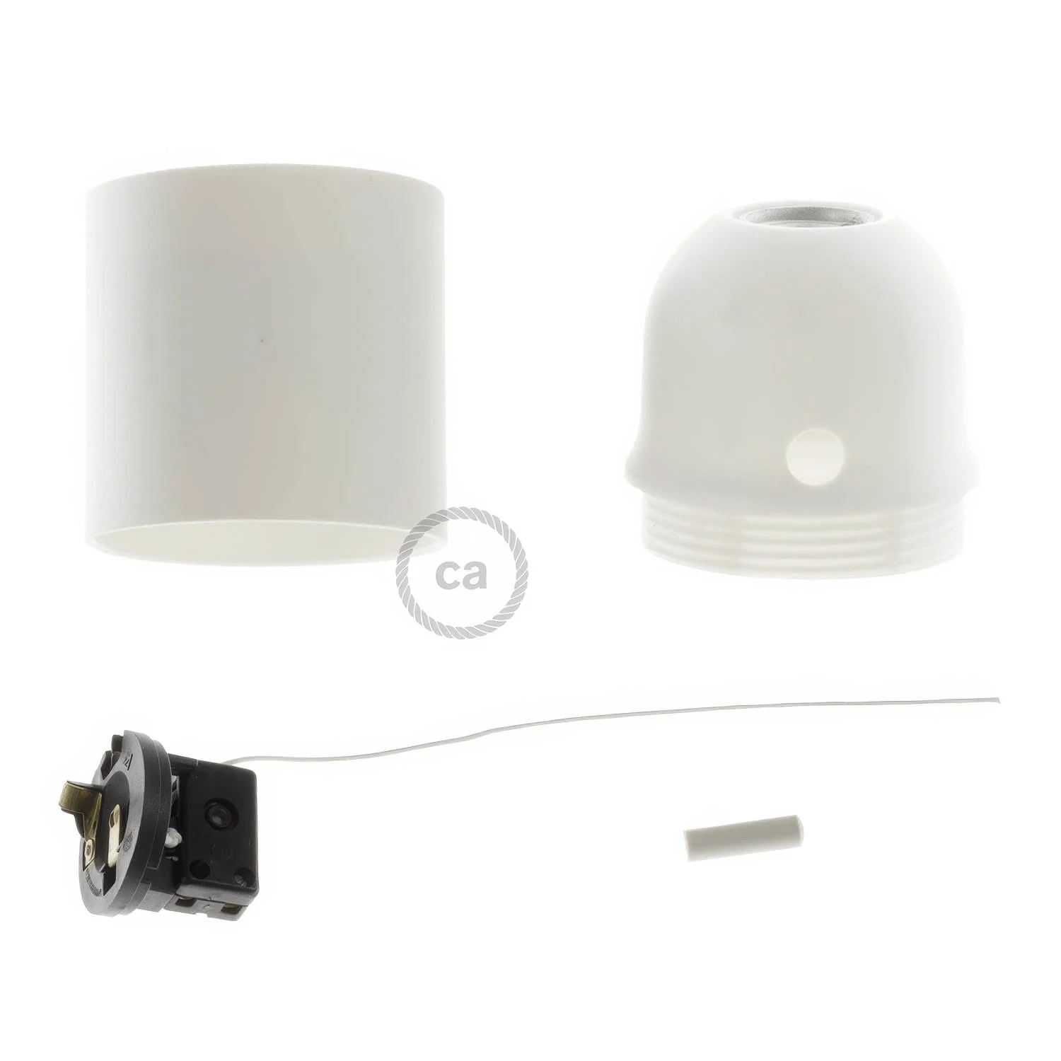 E27 Lampenfassungen-Kit aus Thermoplastik mit Zug-Schalter – Weiß - Image 2