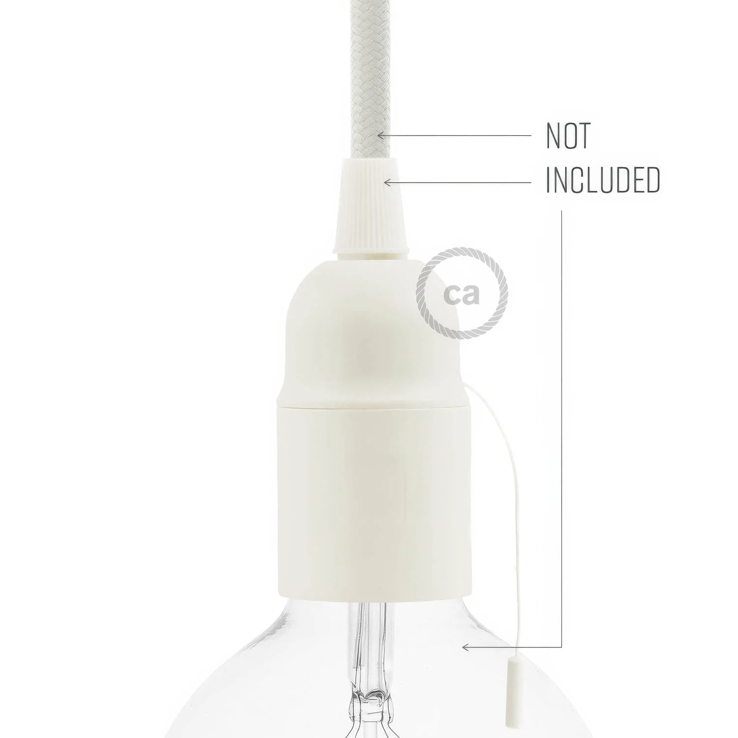 E27 Lampenfassungen-Kit aus Thermoplastik mit Zug-Schalter – Weiß - Image 3
