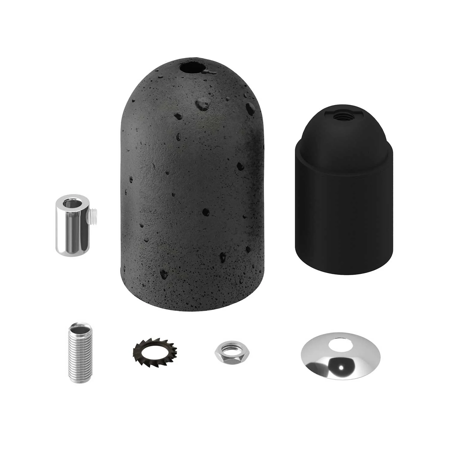 Kit Lampenfassungen E27 aus Zement - Dunkler Zement - Image 2