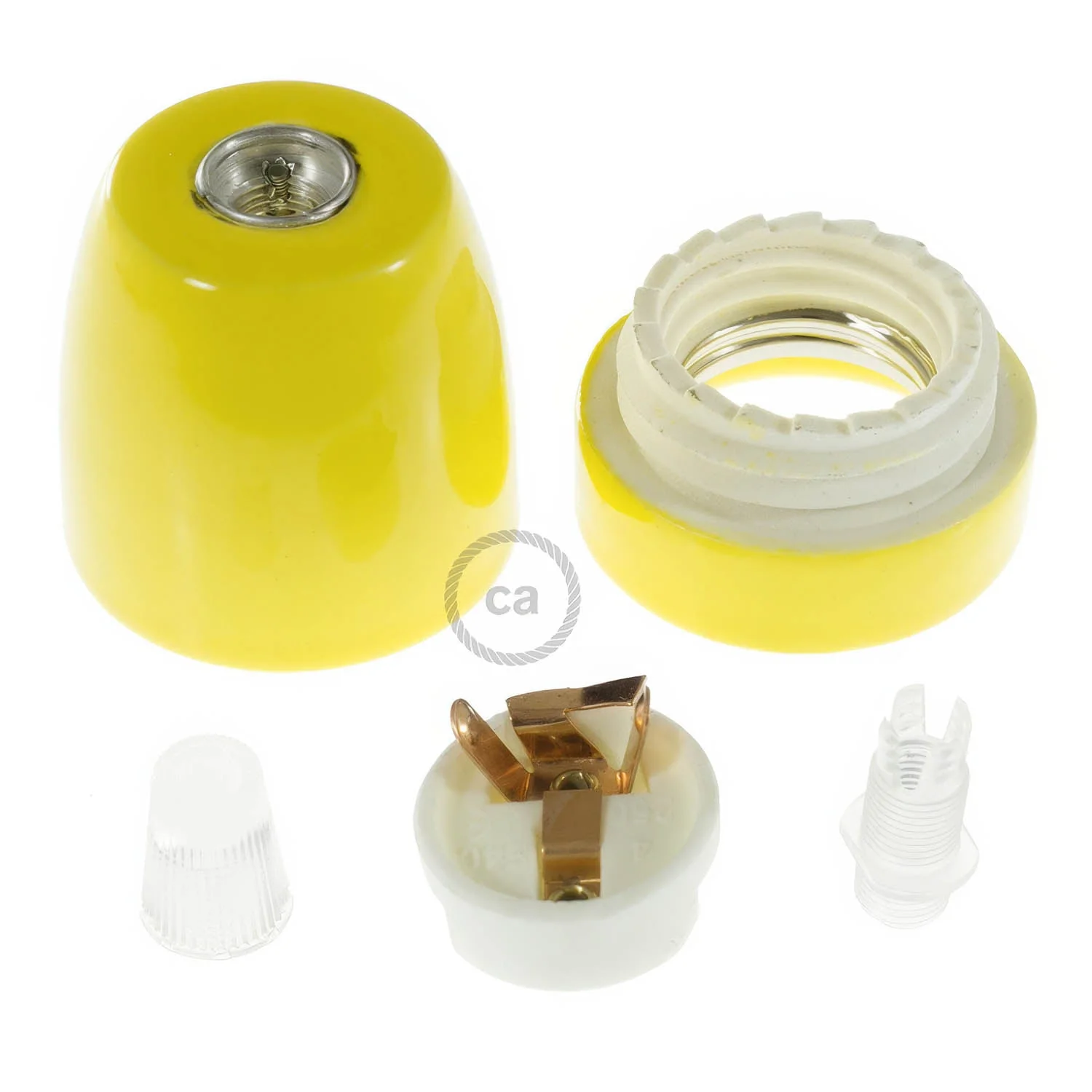 Kit Lampenfassung E27 aus Porzellan – Gelb - Image 2