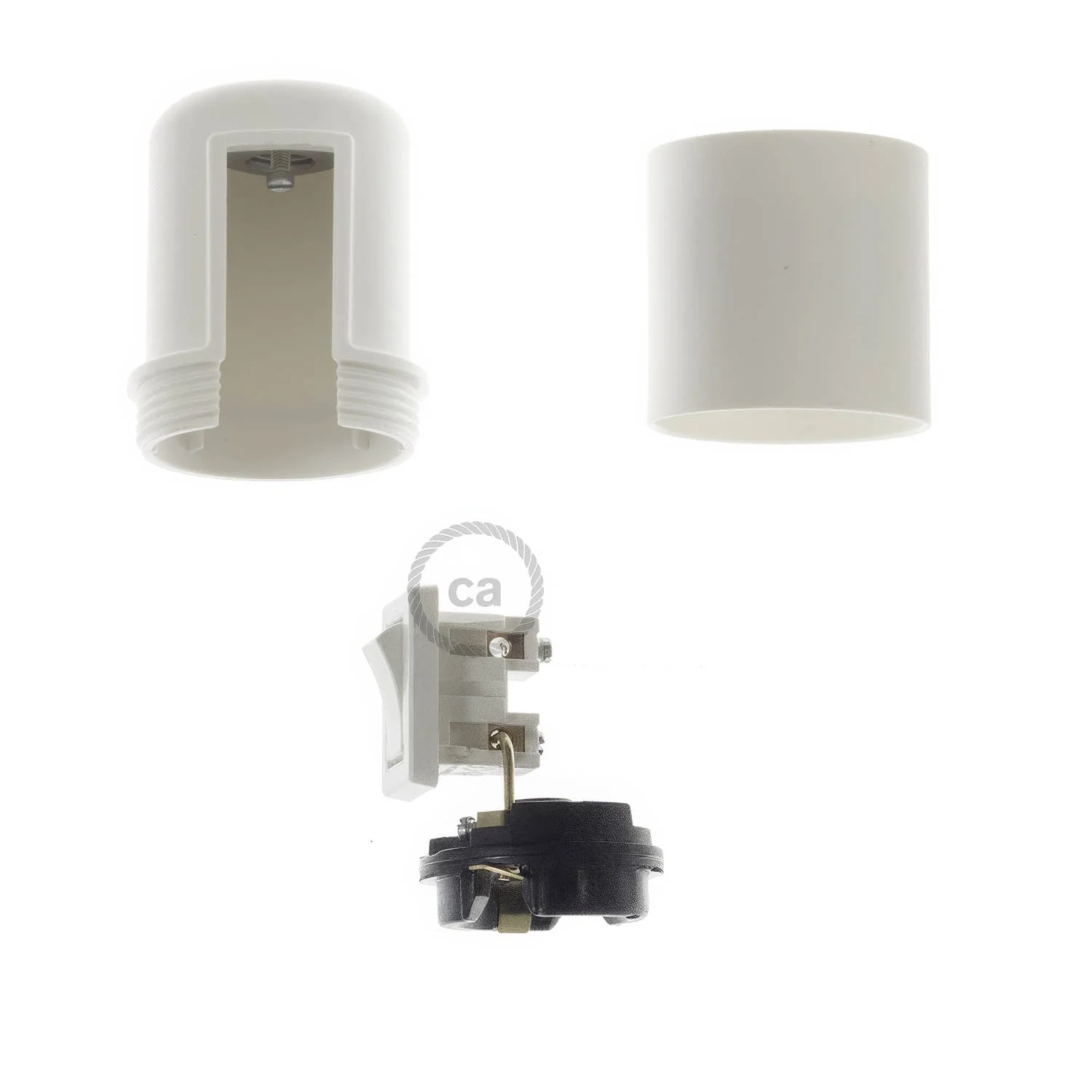 Kit Lampenfassungen E27 aus Thermoplast mit Schalter – Weiß - Image 2