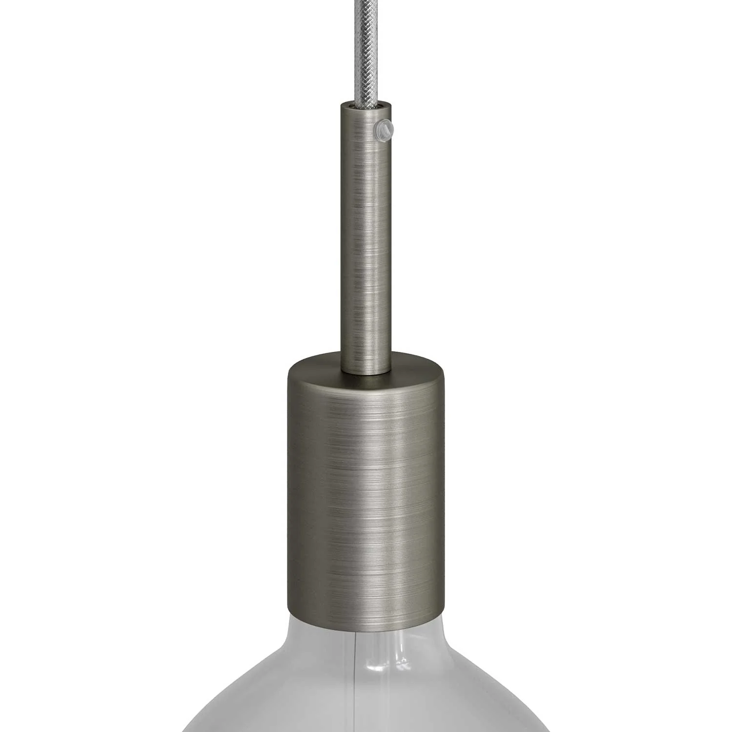 Zylindrisches E27-Lampenfassungskit aus Metall mit 7 cm Zugentlastung - Satiniertes Titan