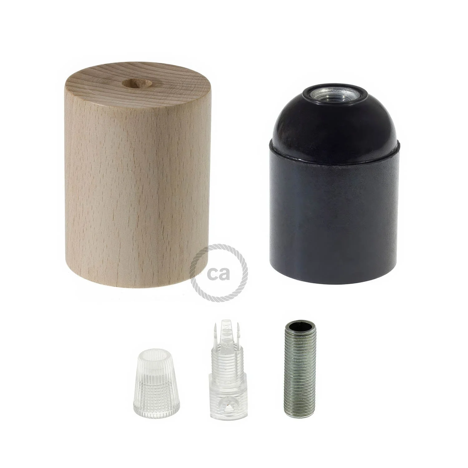 Kit Lampenfassungen E27 aus Holz – Neutral - Image 2