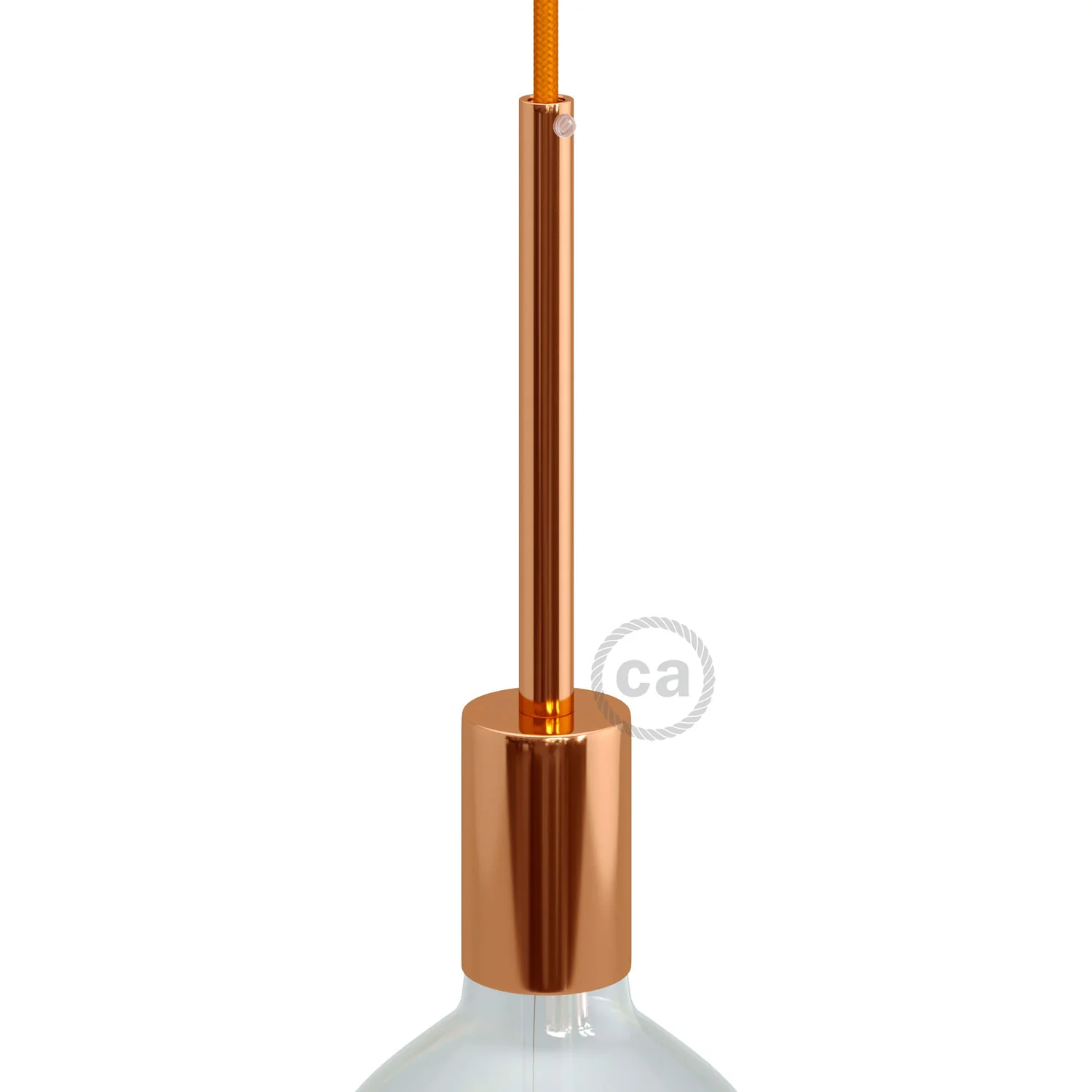 Zylindrisches Lampenfassungskit E27 aus Metall mit 15 cm Zugentlastung – Kupfer