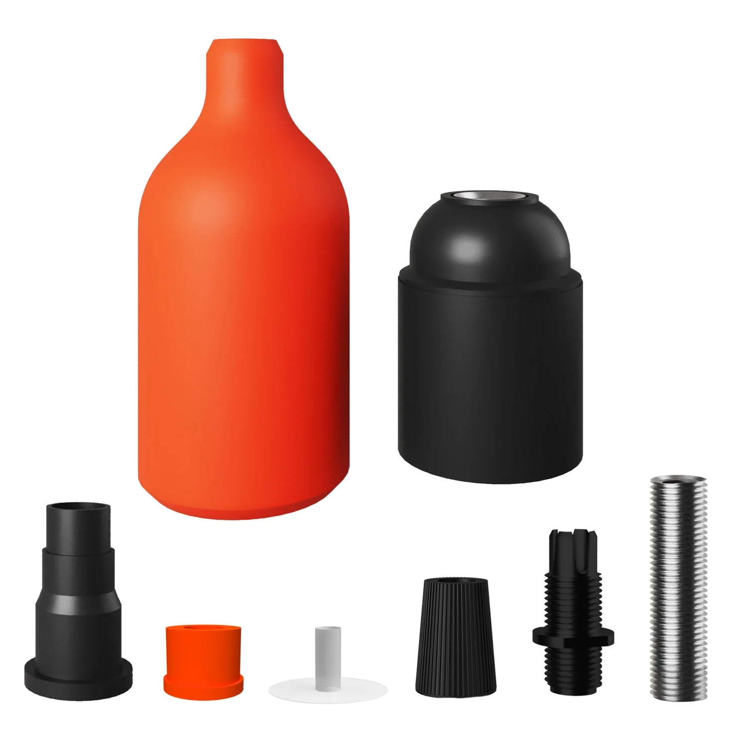 E27 Lampenfassungs-Set aus Silikon mit verstecktem Kabelklemmstück – Orange - Image 2