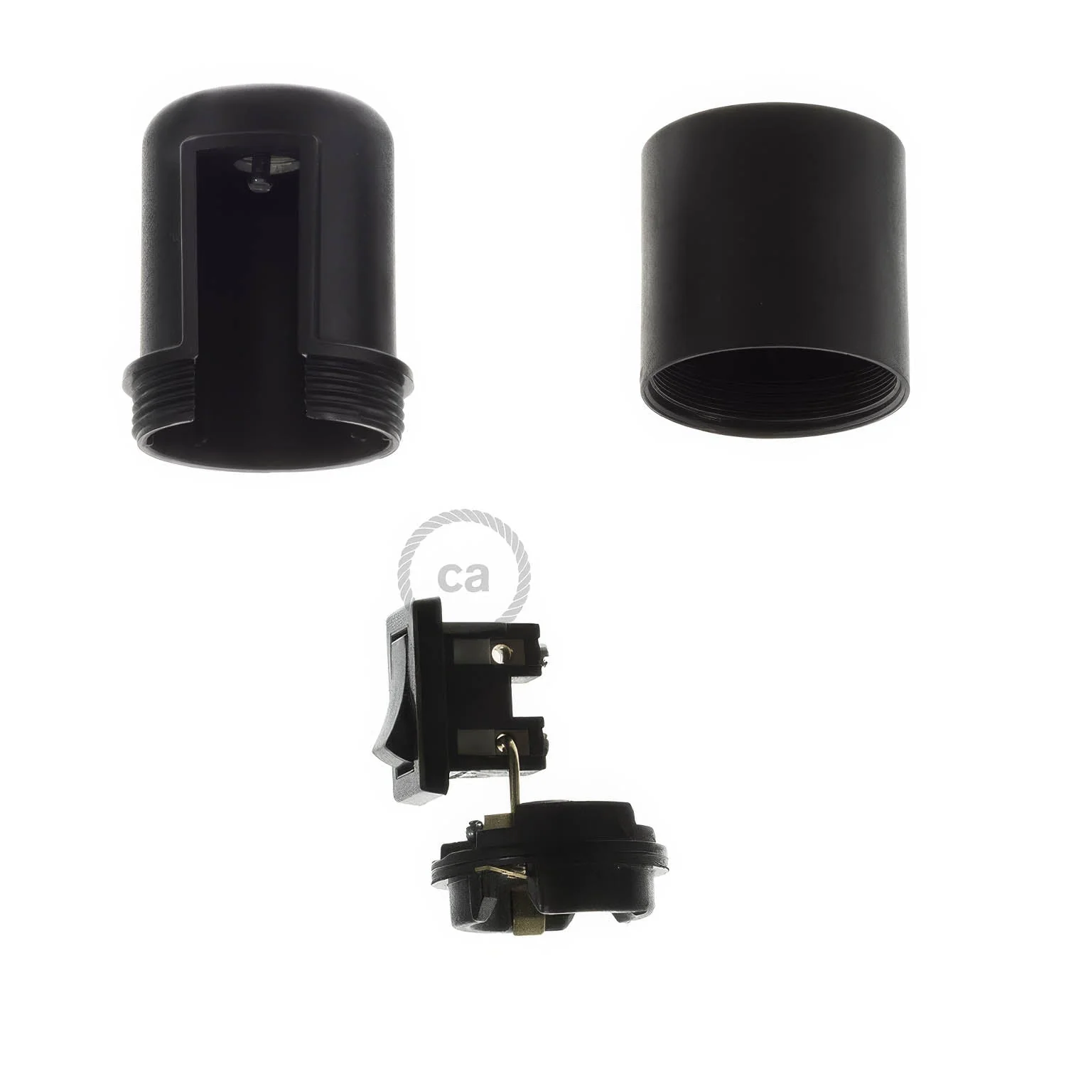Kit Lampenfassungen E27 aus Thermoplast mit Schalter - Schwarz - Image 2