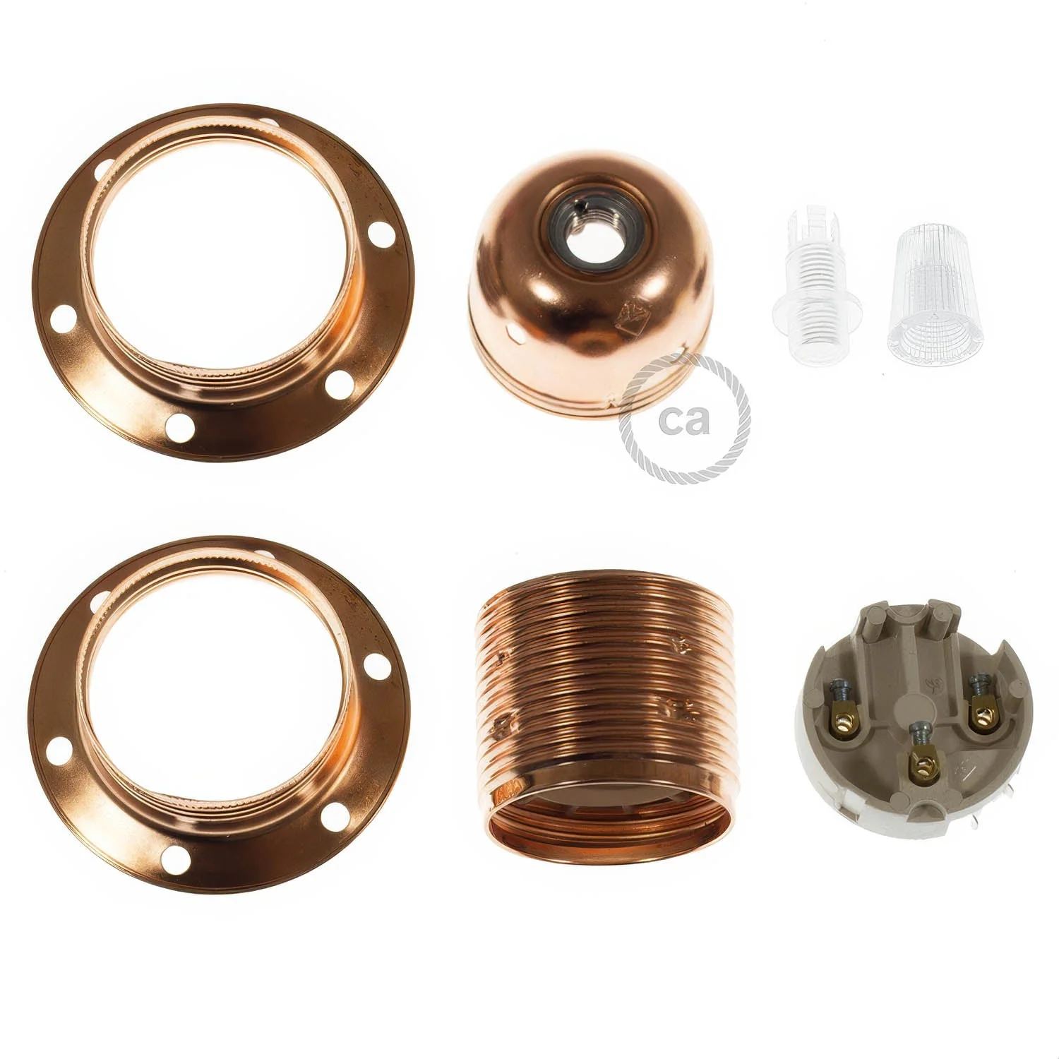 E27-Lampenfassungs-Kit aus Metall mit Doppelring für Lampenschirm – Kupfer - Image 2