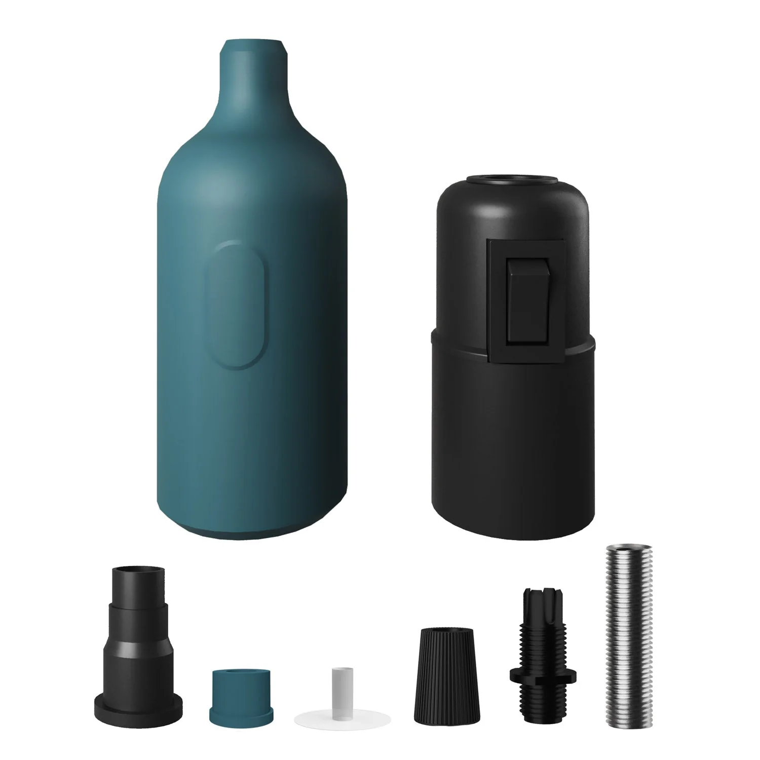 E27 Silikon-Lampenfassungs-Kit mit Schalter und versteckter Zugentlastung – Petrol - Image 2