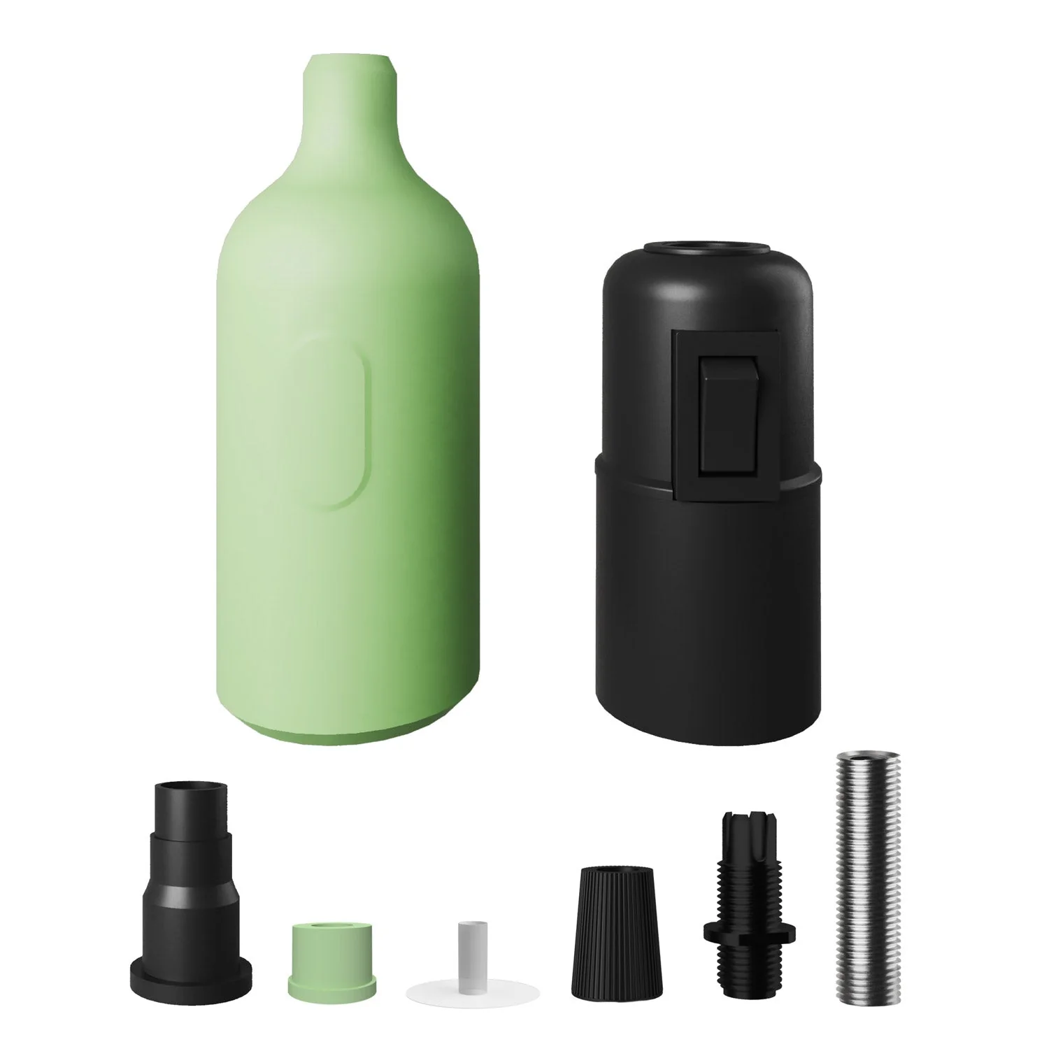 E27 Lampenfassung-Kit aus Silikon mit verdecktem Schalter und Zugentlastung – Wiesengrün - Image 2