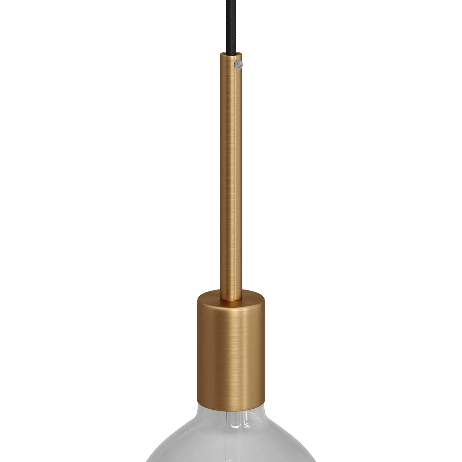 Lampensockel-Set E27 Zylinder aus Metall mit 15 cm Zugentlastung – Gebürsteter Bronze