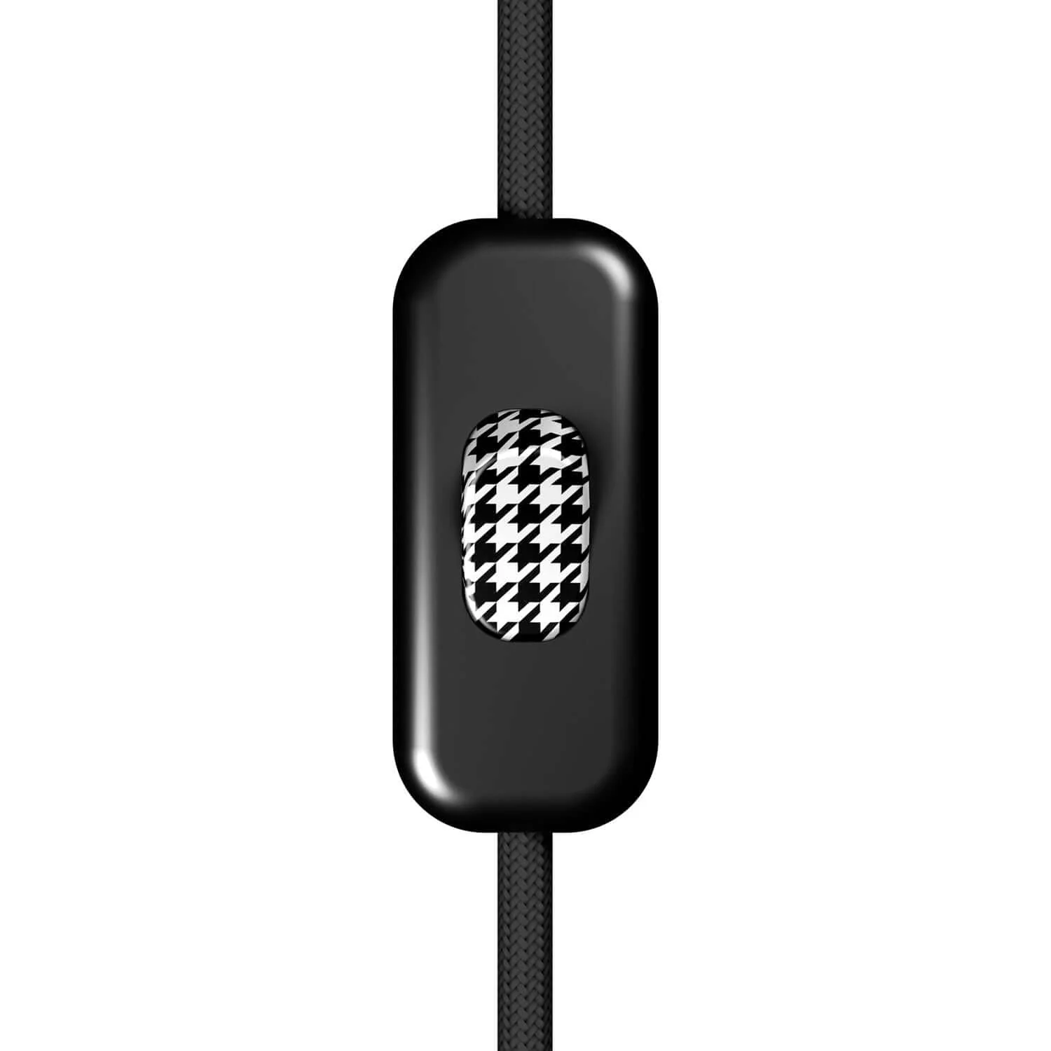 Schwarzer einpoliger Creative Switch-Leitungsschalter und Pied de Poule-Drucktaster