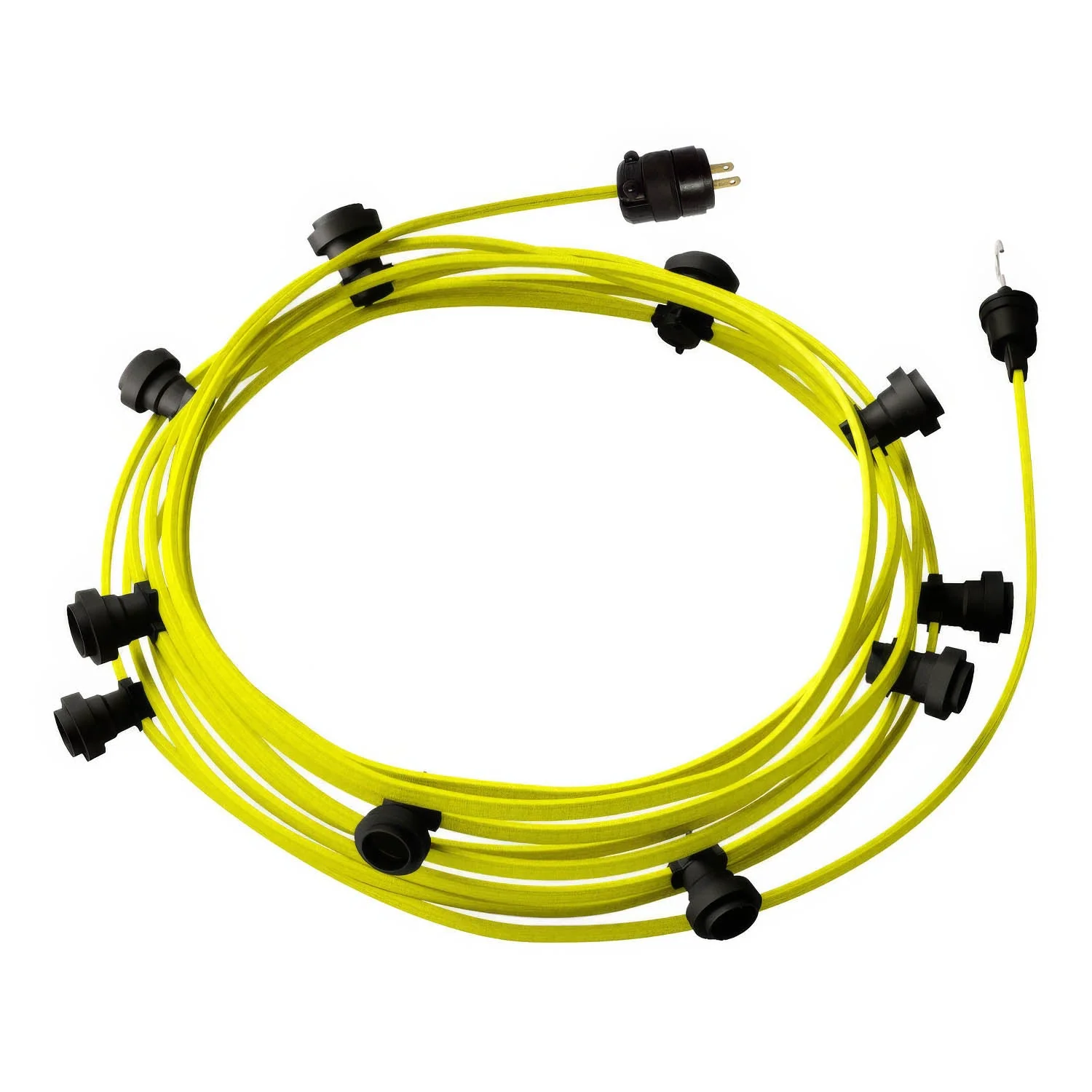 Gebrauchsfertige 40-ft-Lichterkette mit 10 schwarzen Fassungen, Haken und Stecker - CF10