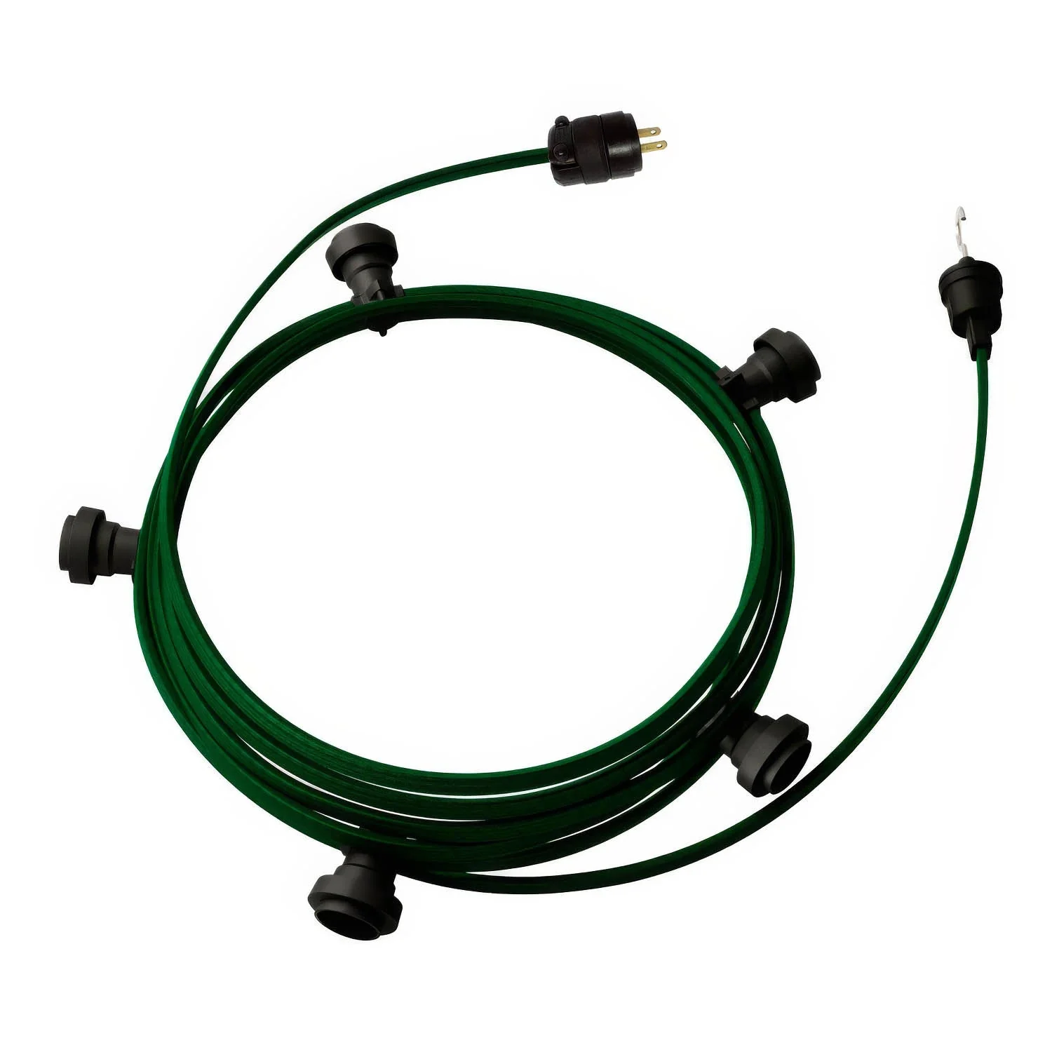 Betriebsbereite 25ft Lichterkette mit 5 schwarzen Fassungen, Haken und Stecker – CM21