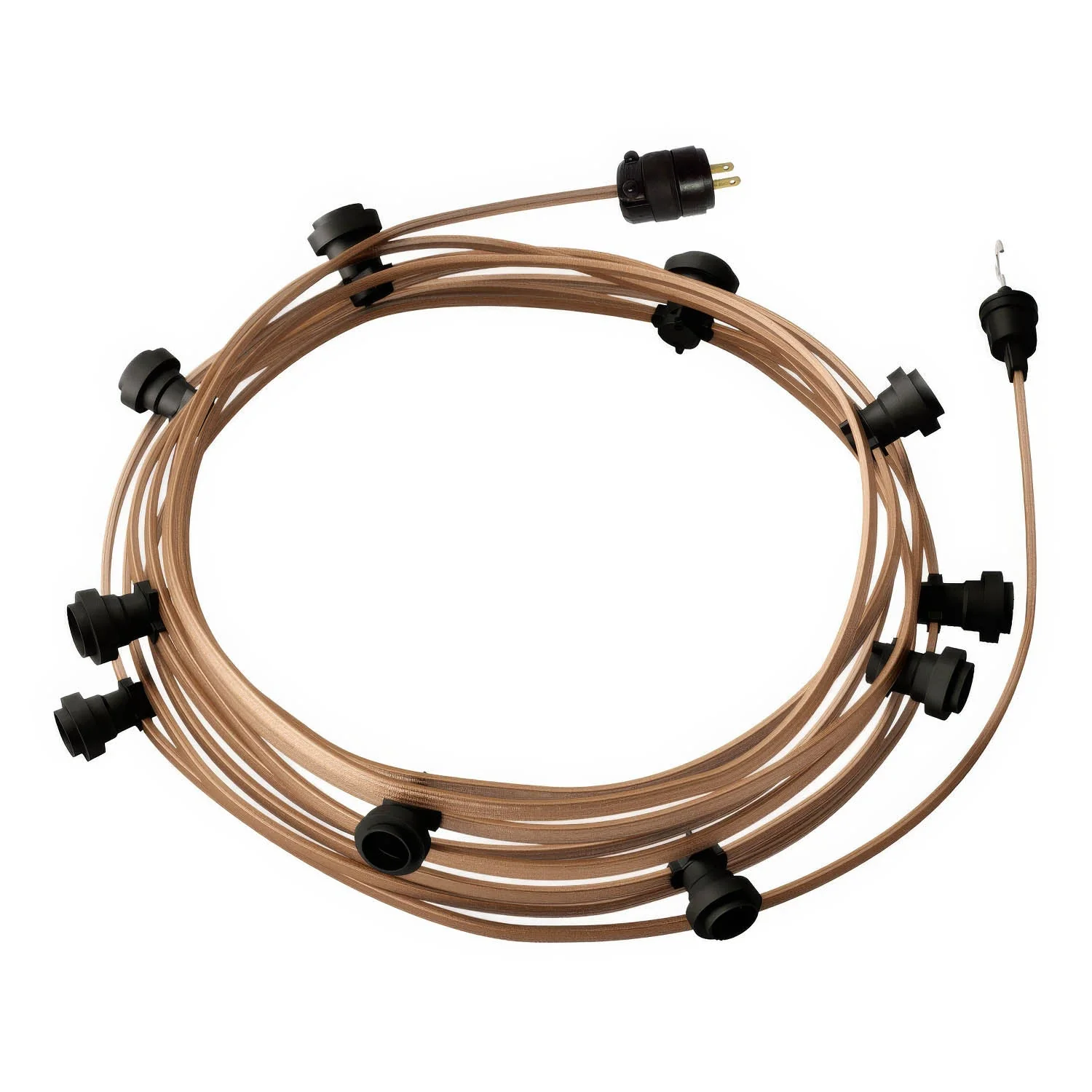 Gebrauchsfertige 40-ft-Lichterkette mit 10 schwarzen Fassungen, Haken und Stecker - CM27