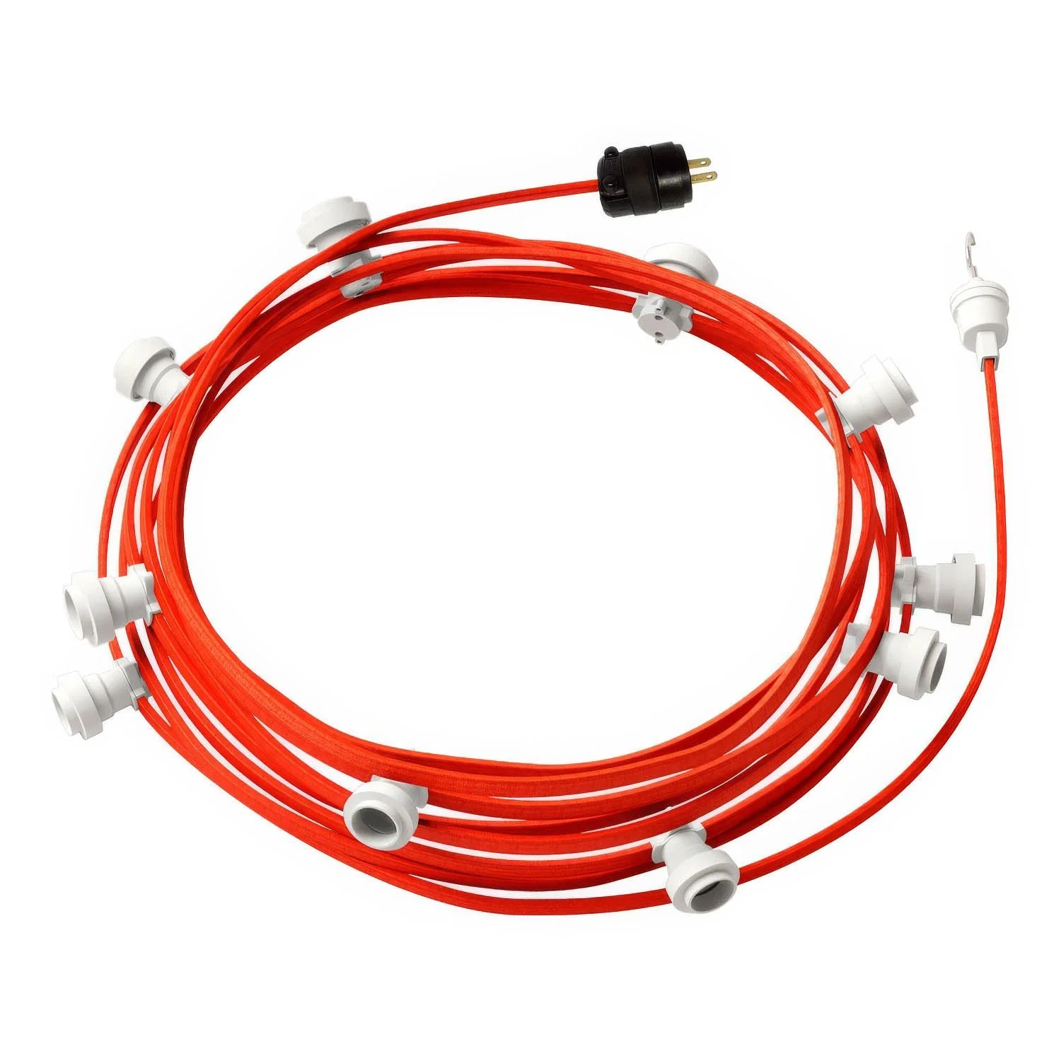 Gebrauchsfertige 40-ft-Lichterkette mit 10 weißen Fassungen, Haken und Stecker - CF15