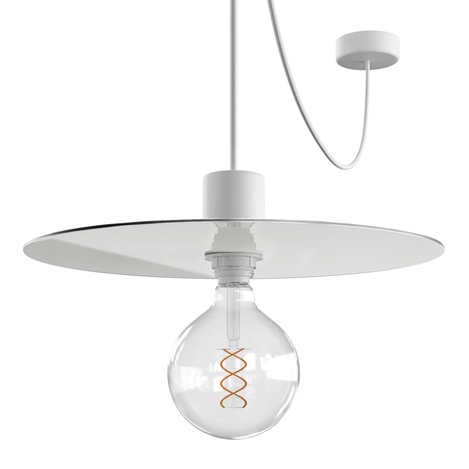 EIVA ELEGANT Pendelleuchte mit Textilkabel, Ellepì-Lampenschirm, Baldachin und Fassung für Feuchträume - Weiß