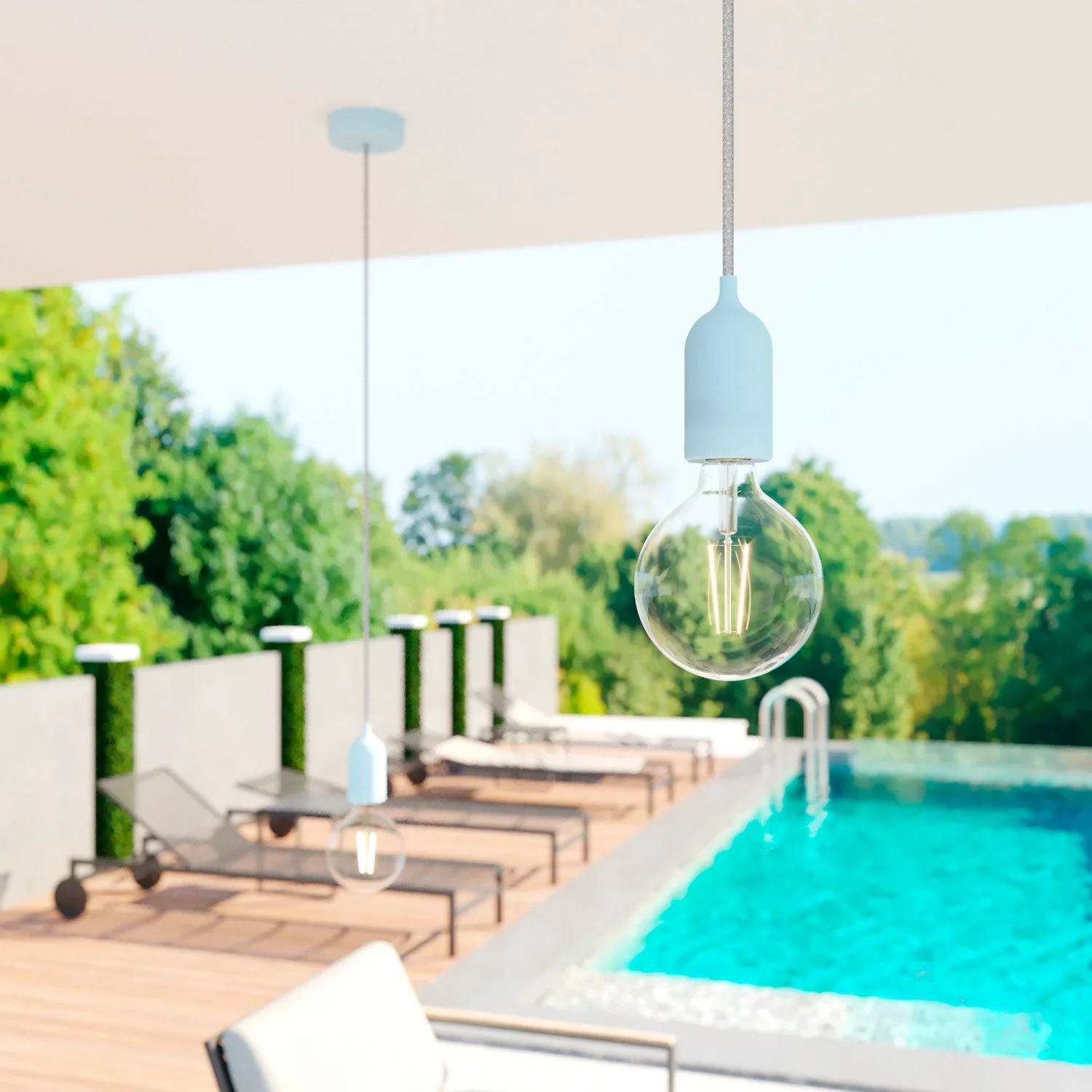 EIVA PASTEL IP65 Lampenfassungs-Kit für den Außenbereich aus Silikon E27 - Modul-System - Zuckerpapier-Blau - Image 2