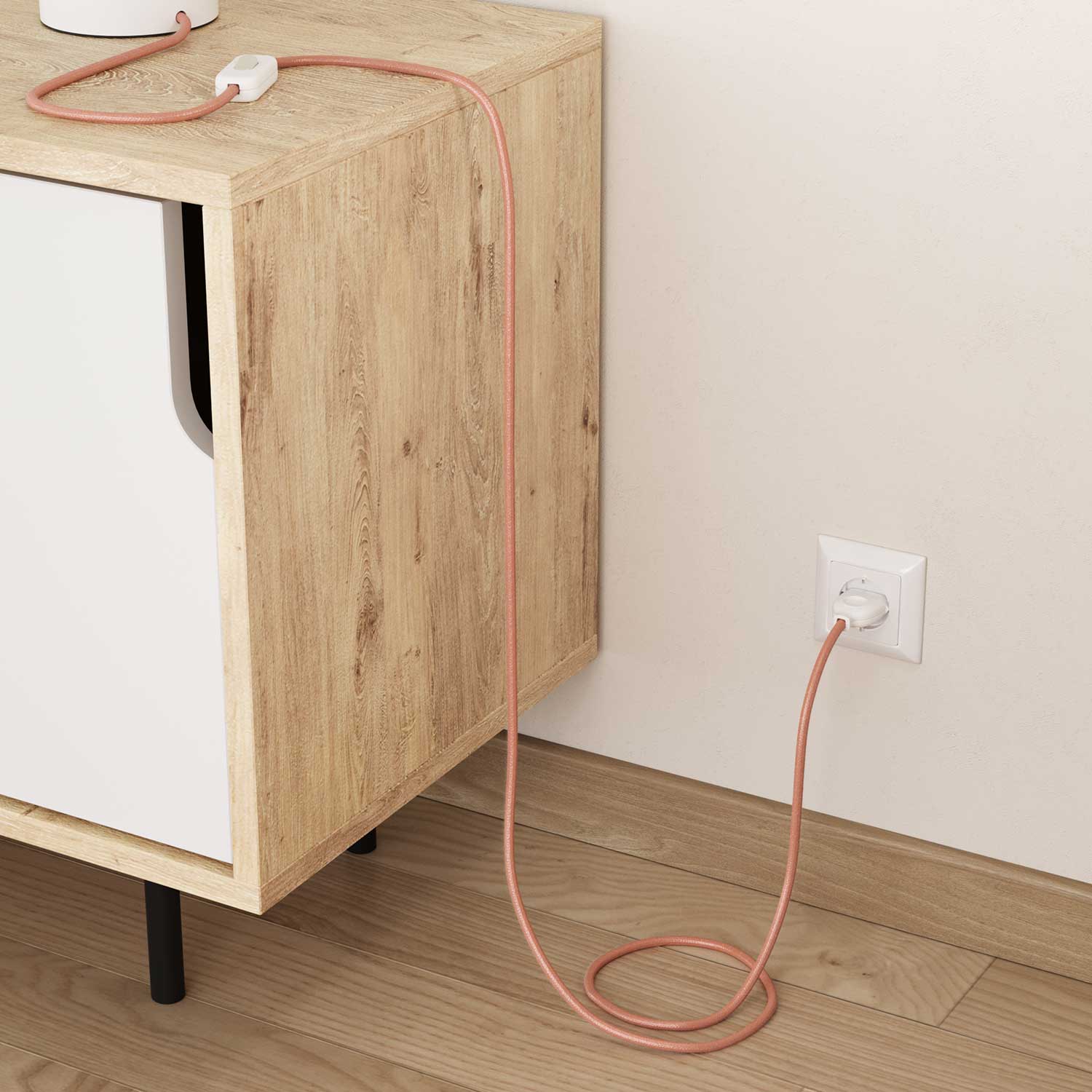 Elektrisches Kabel mit Baumwollummantelung Lachsrosa – Das Original von Creative Cables, perfekt für einzigartige Lichtdekorationen – RX13 - Image 3