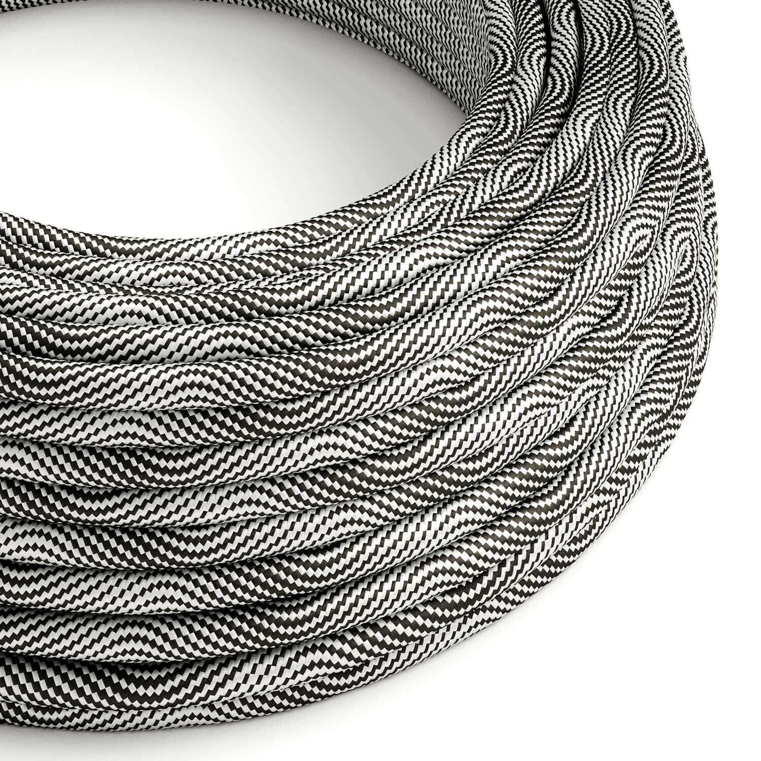 Elektrisches Textilkabel Optical Schwarz & Silber Vertigo – Das Original von Creative Cables, für DIY-Lampen – ERM64