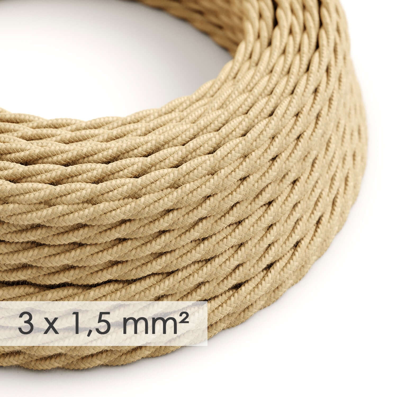 Geflochtenes Starkstromkabel 3x1,50 – Jute TN06