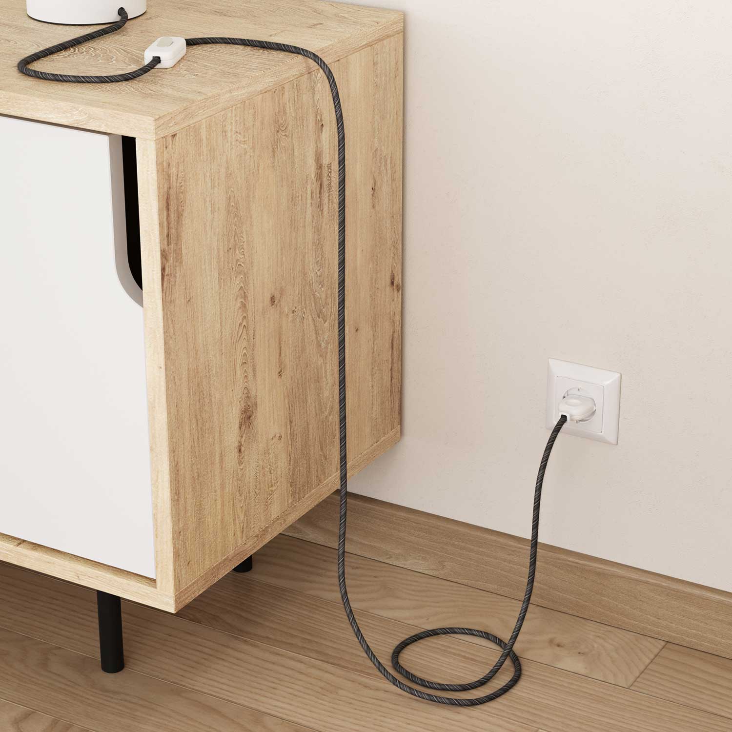 Stromkabel aus Baumwolle Schwarz Mélange Vertigo – Das Original von Creative Cables, die beste Wahl für moderne Lampen – ERC37 - Image 3