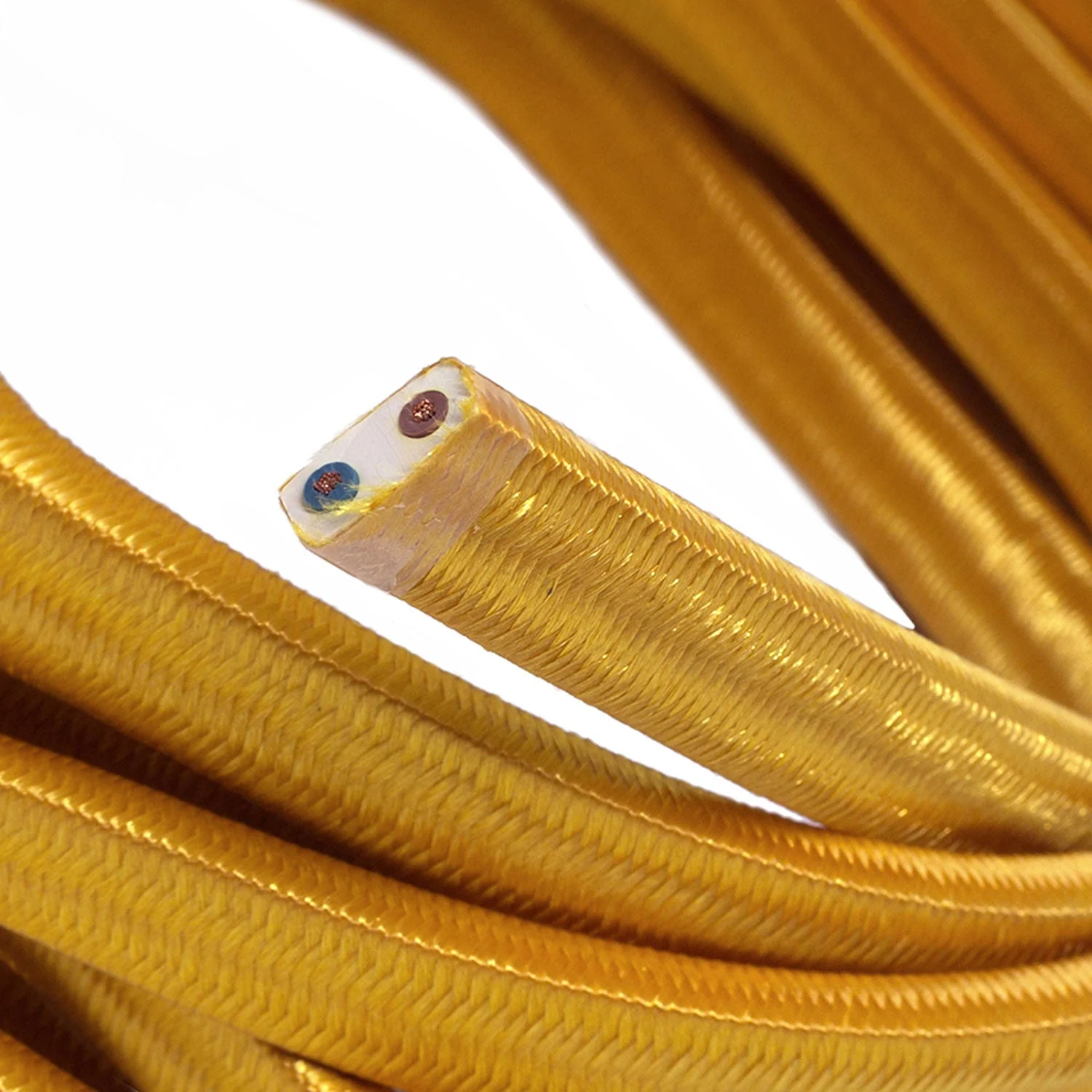 Farbkabel für individuelle Lichterketten, ummantelt mit goldenem Rayon – CM05 - Image 2