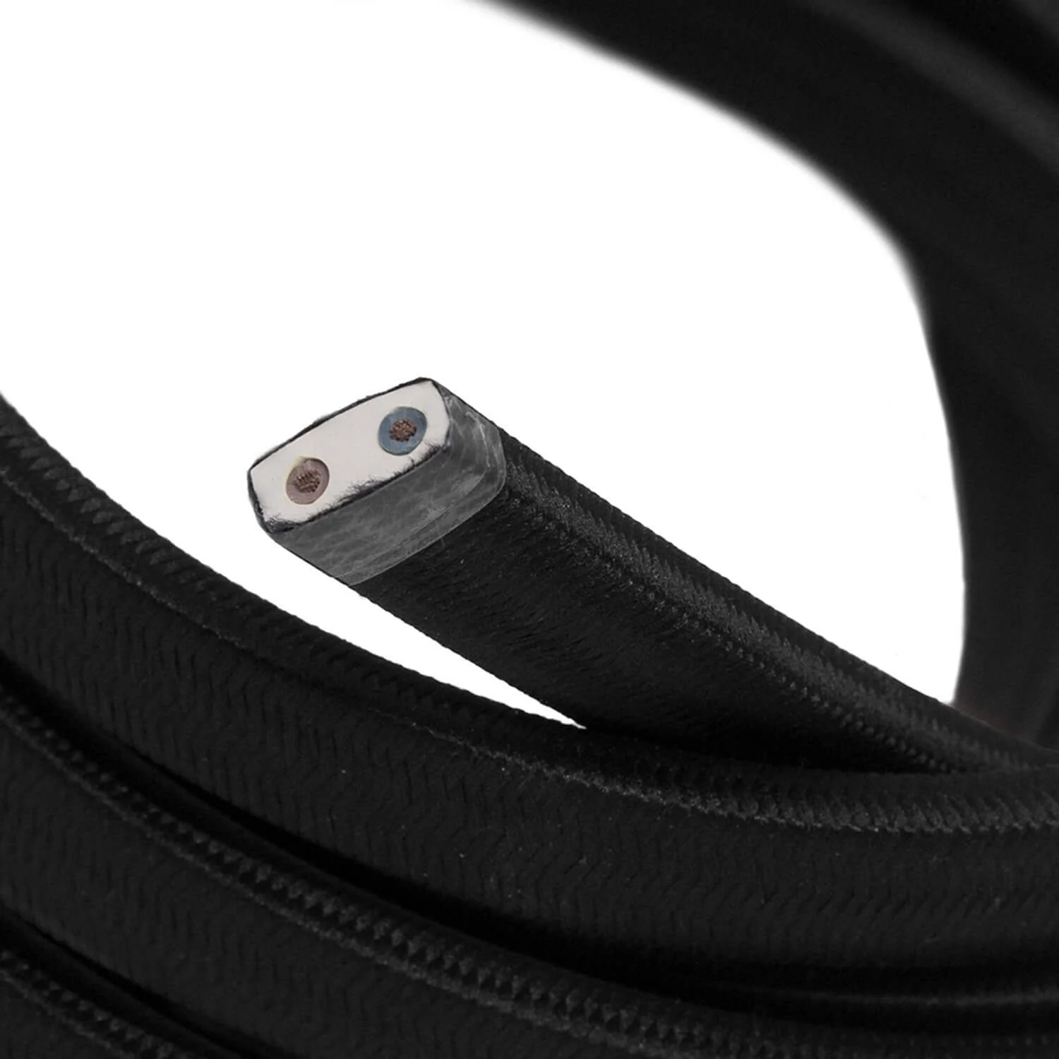 Kettenseilkabel für Lichterkette, ummantelt mit Stoff Schwarz CM04 – UV-beständig - Image 2