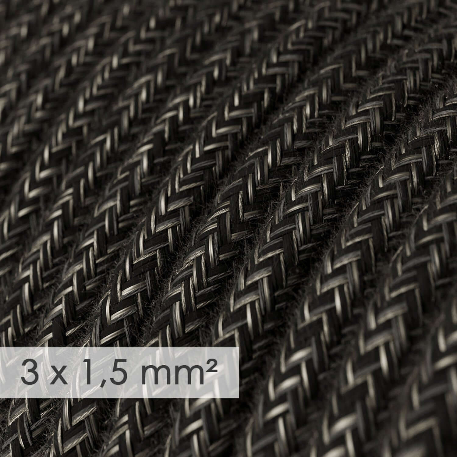 Elektrokabel mit großem Querschnitt 3x1,50 rund - Naturleinen Anthrazit RN03 - Image 2