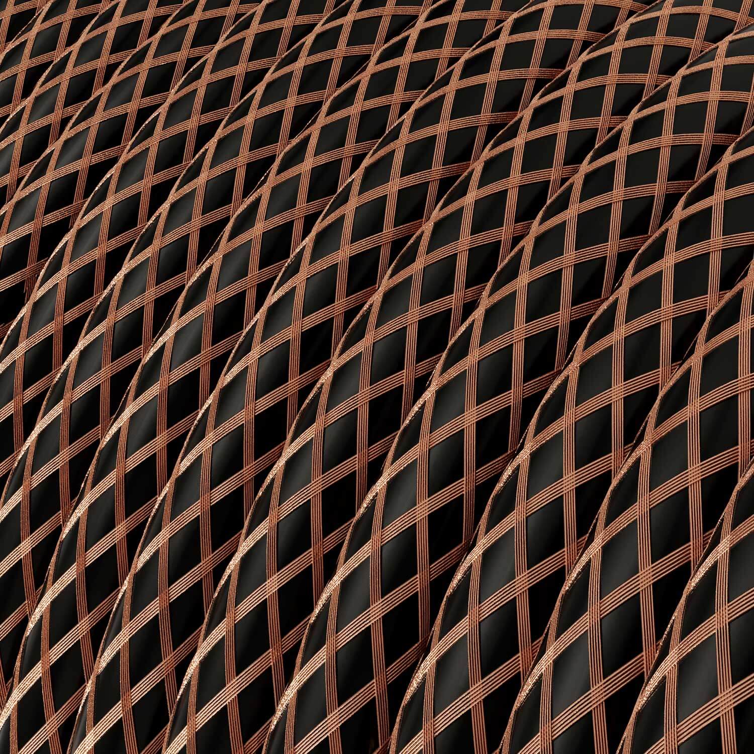 Textilkabel in Schwarz mit Kupfer-Geflecht – das originale Creative Cables-Kabel, ideal für freiliegende Designer-Installationen – RR02 - Image 2
